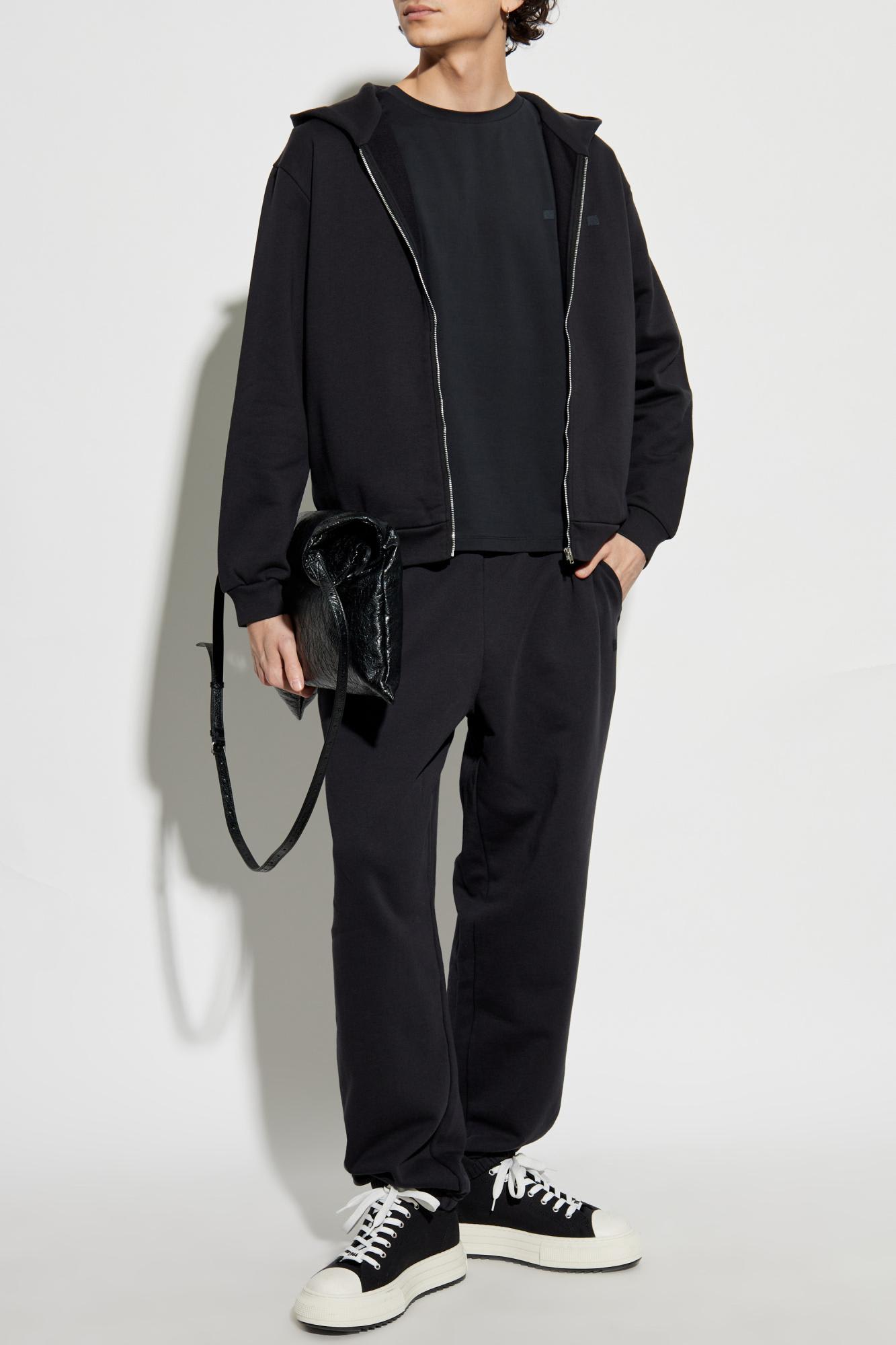 Acne Studios Men Crewneck T-shirt With Logo In Black