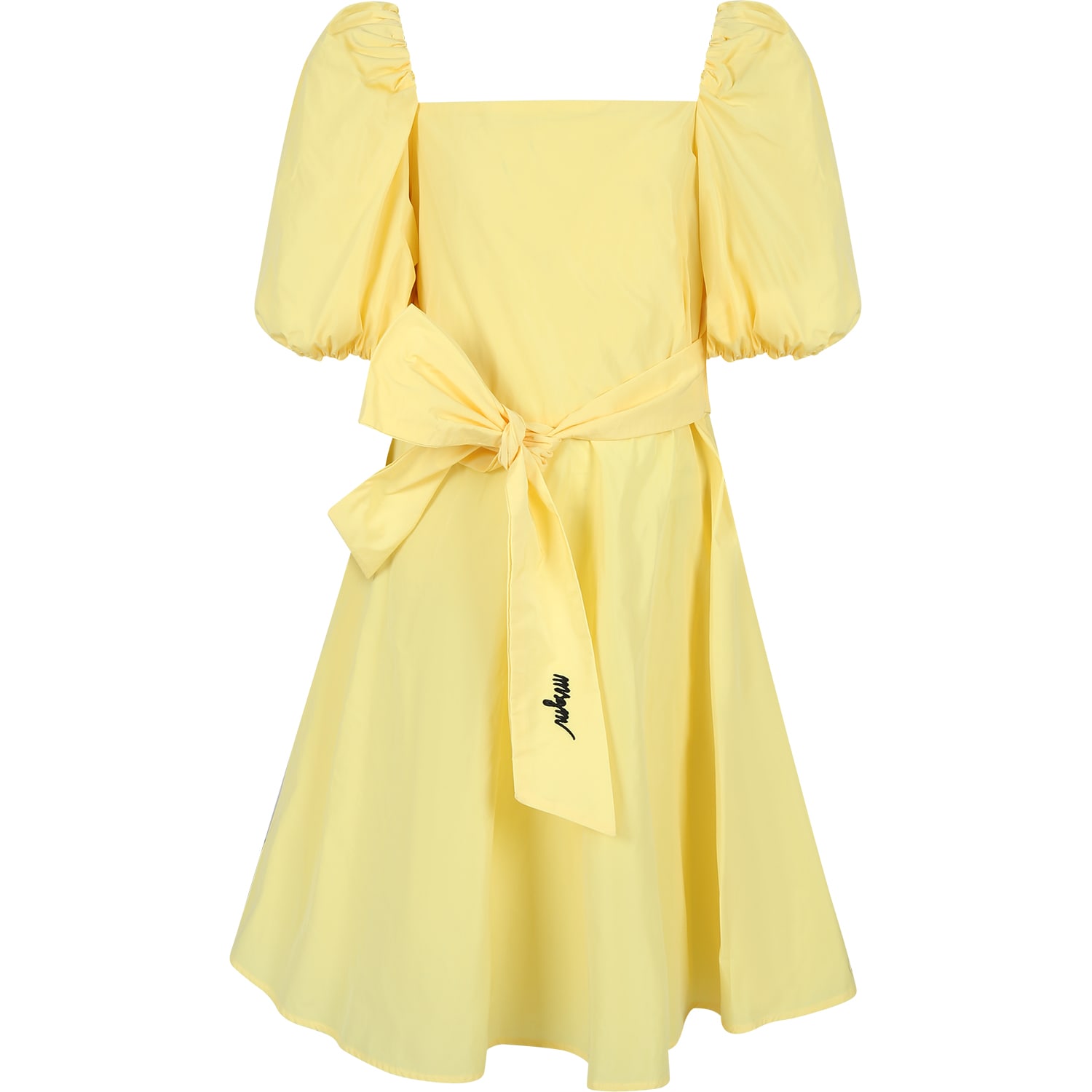 Shop Msgm Yellow Dress For Girl With Logo