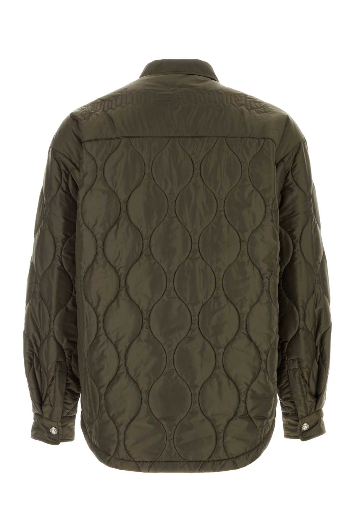 Shop Palm Angels Army Green Polyester Padded Jacket In 5656