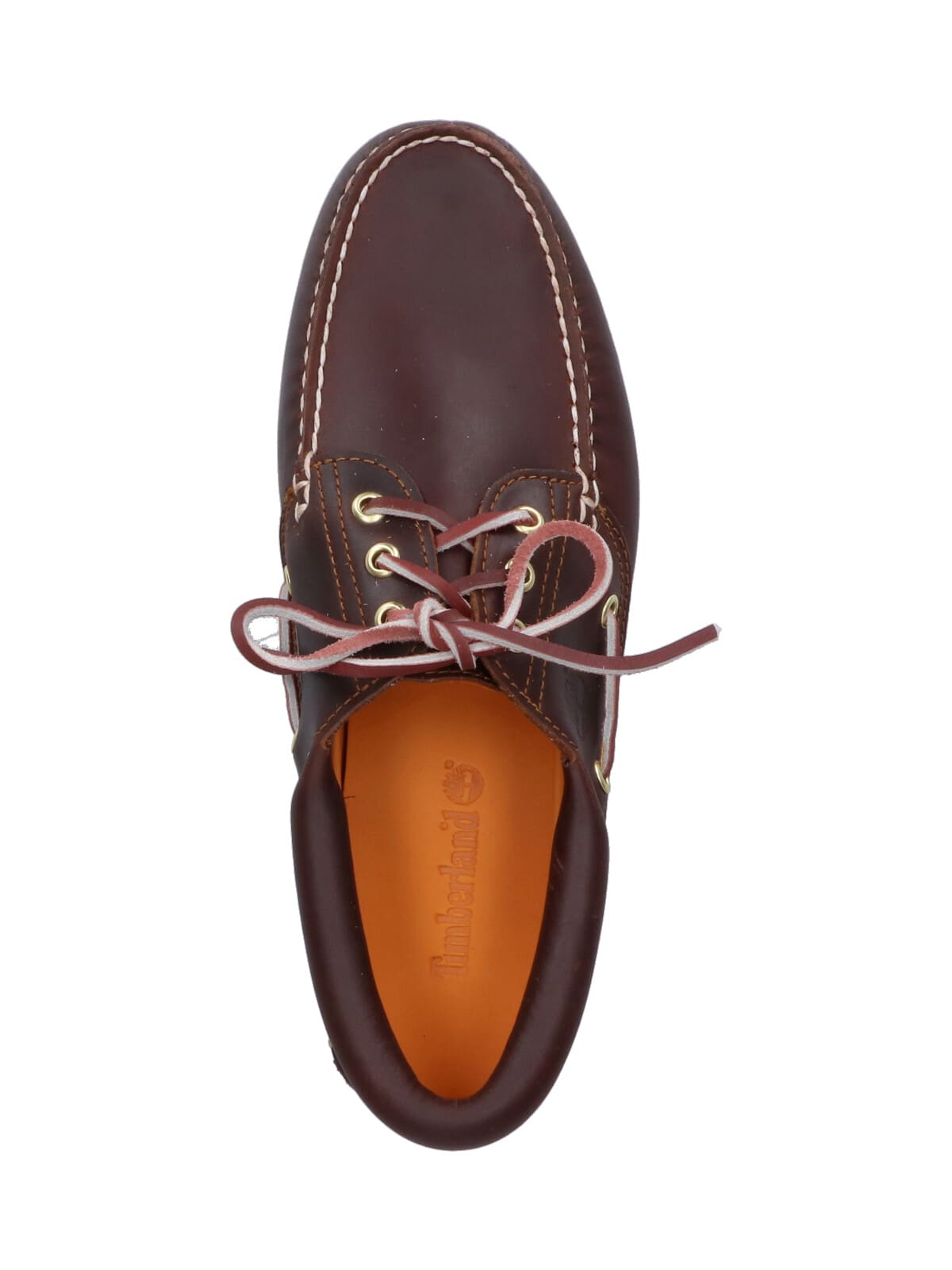 Timberland Brown Loafers With Embossed Logo On The Side And Low Block Heel In Leather Man In Orange