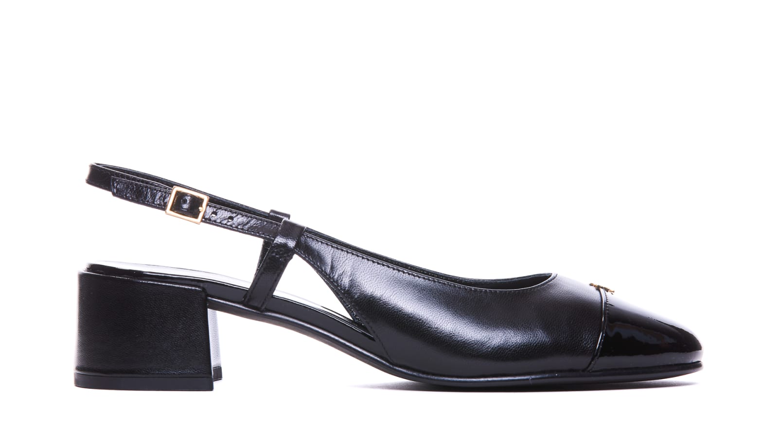 Shop Tory Burch Cap-toe Slingback Pumps In Perfect Black / Perfect Black