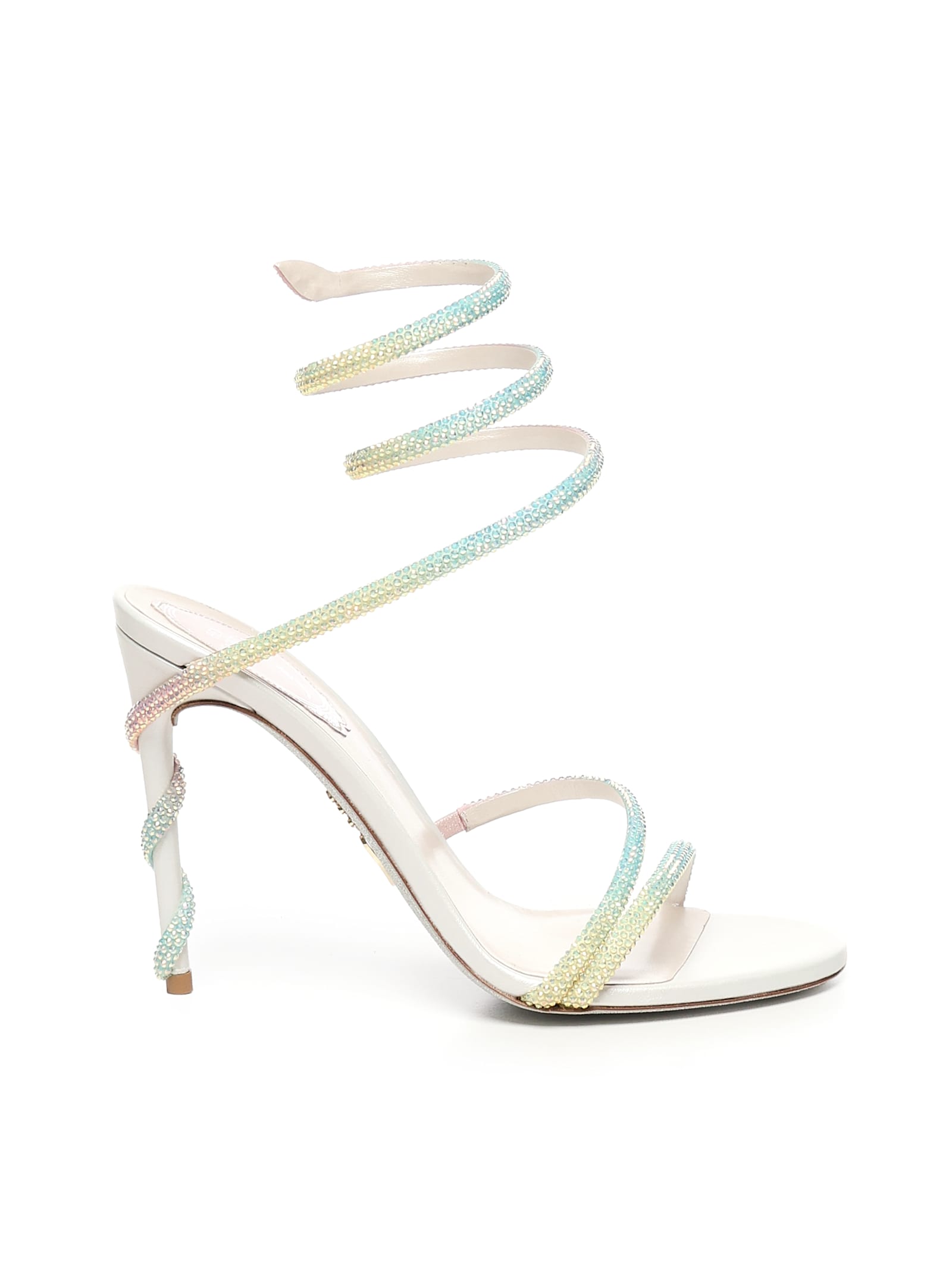 René Caovilla Satin Sandals With Crystals
