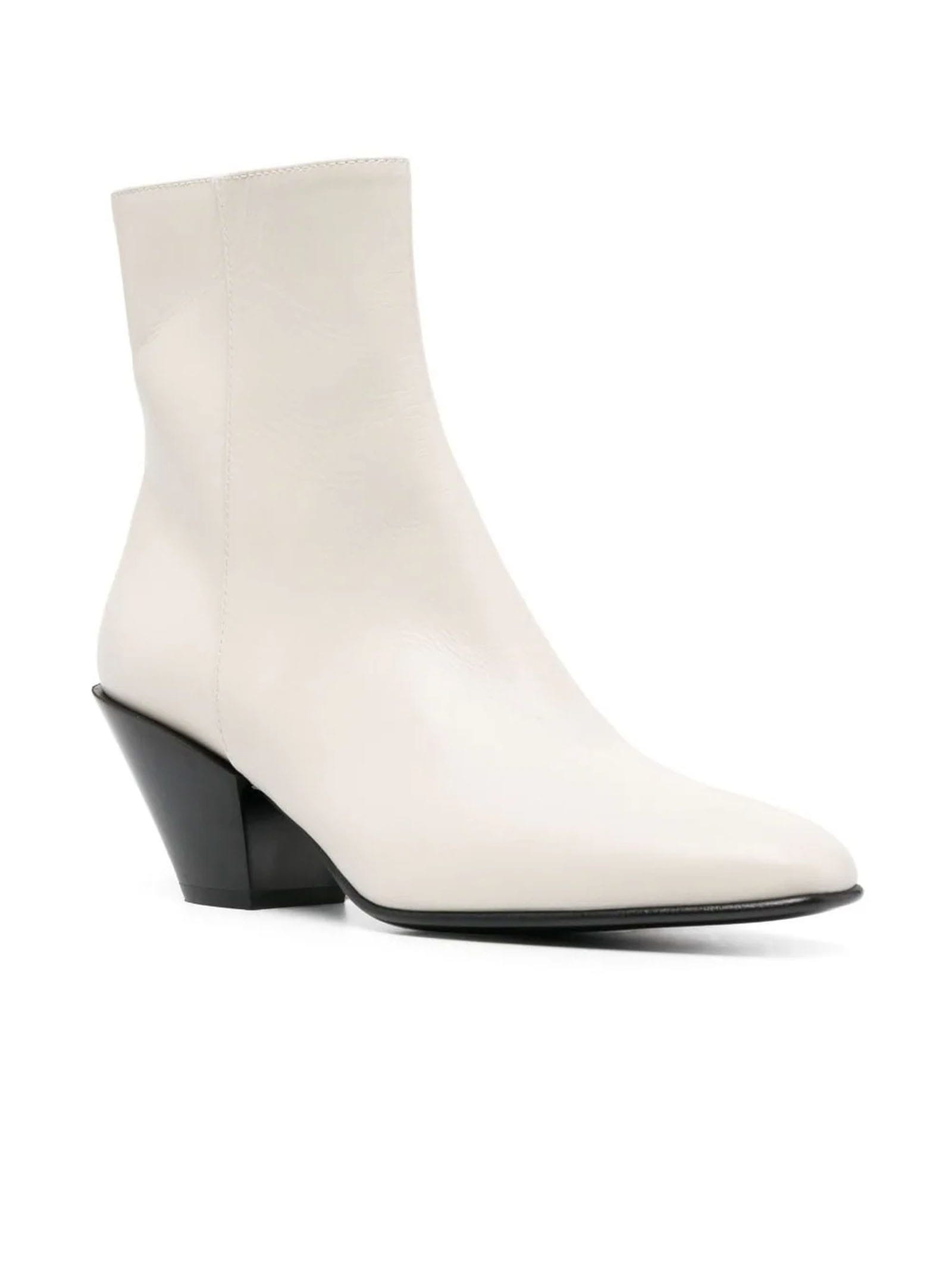Shop Roberto Festa Bone White Calf Leather Allyk Ankle Boots