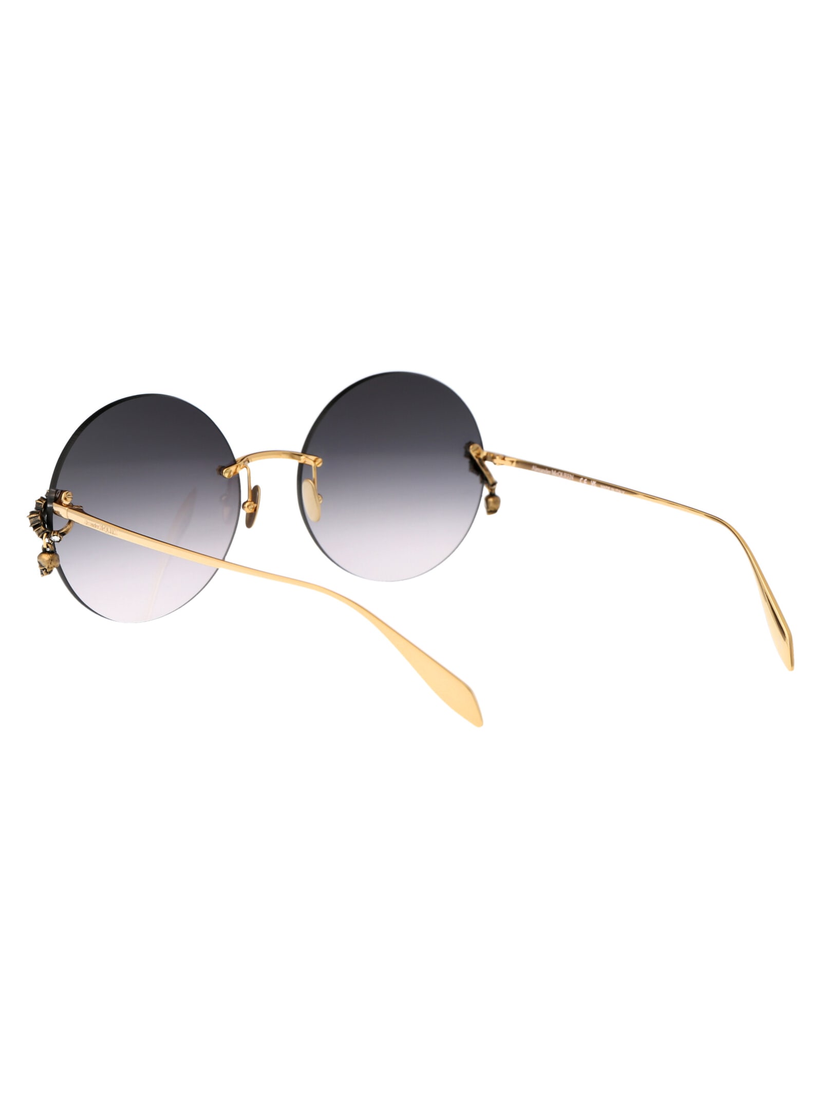 Shop Alexander Mcqueen Am0418s Sunglasses In 001 Gold Gold Grey