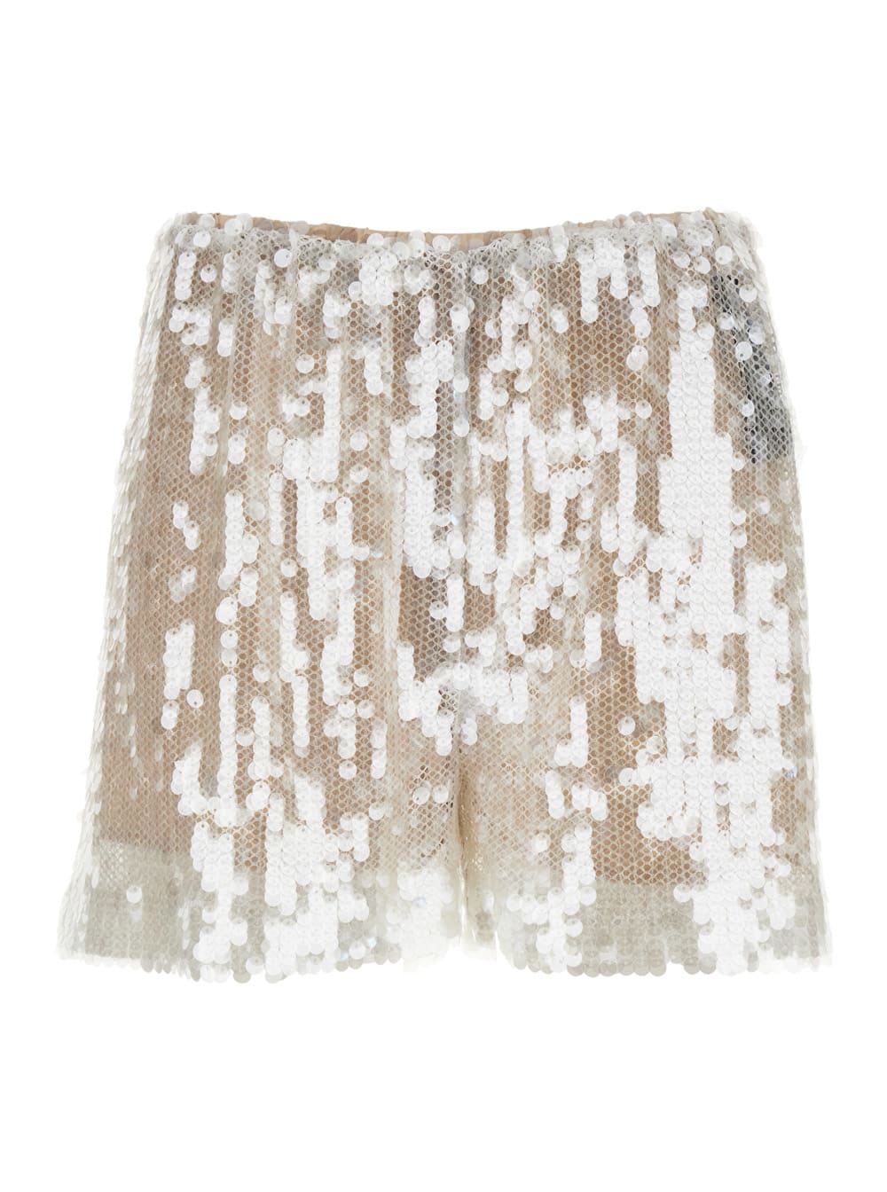 Metallic Sequin Shorts With Net Design In Tech Fabric Woman