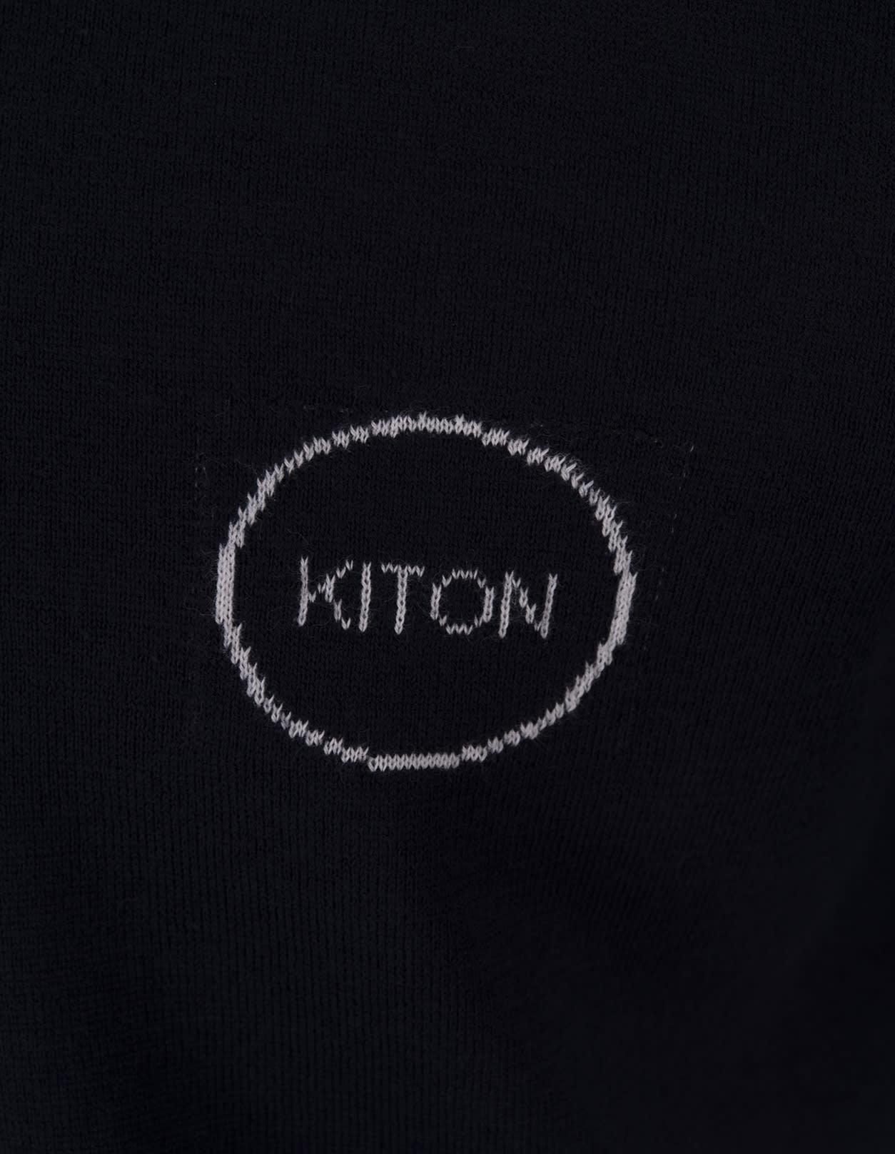 Shop Kiton Black Knitted Polo With Logo