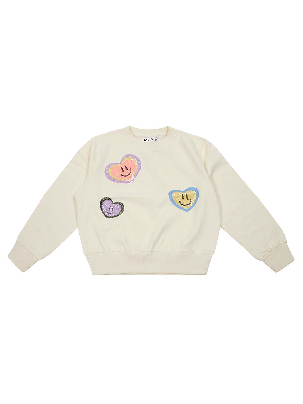 Molo Kids' Marge Sequin-embellished Crewneck Sweatshirt In Bianco