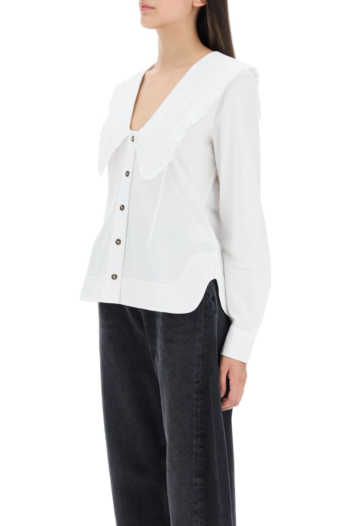 Shop Ganni Shirt With Peter Pan Collar In Bright White (white)