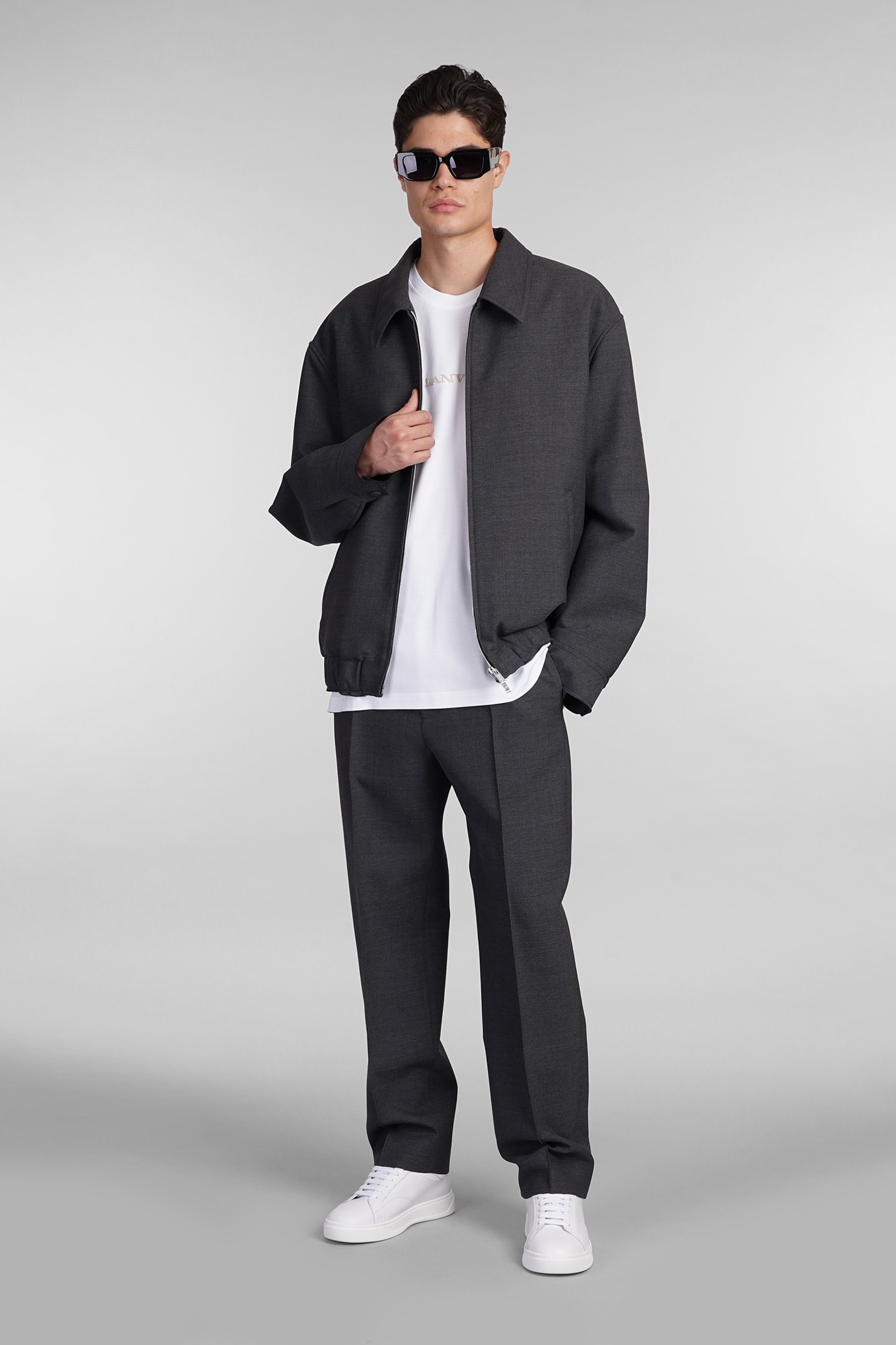 Shop Lanvin Casual Jacket In Grey Wool