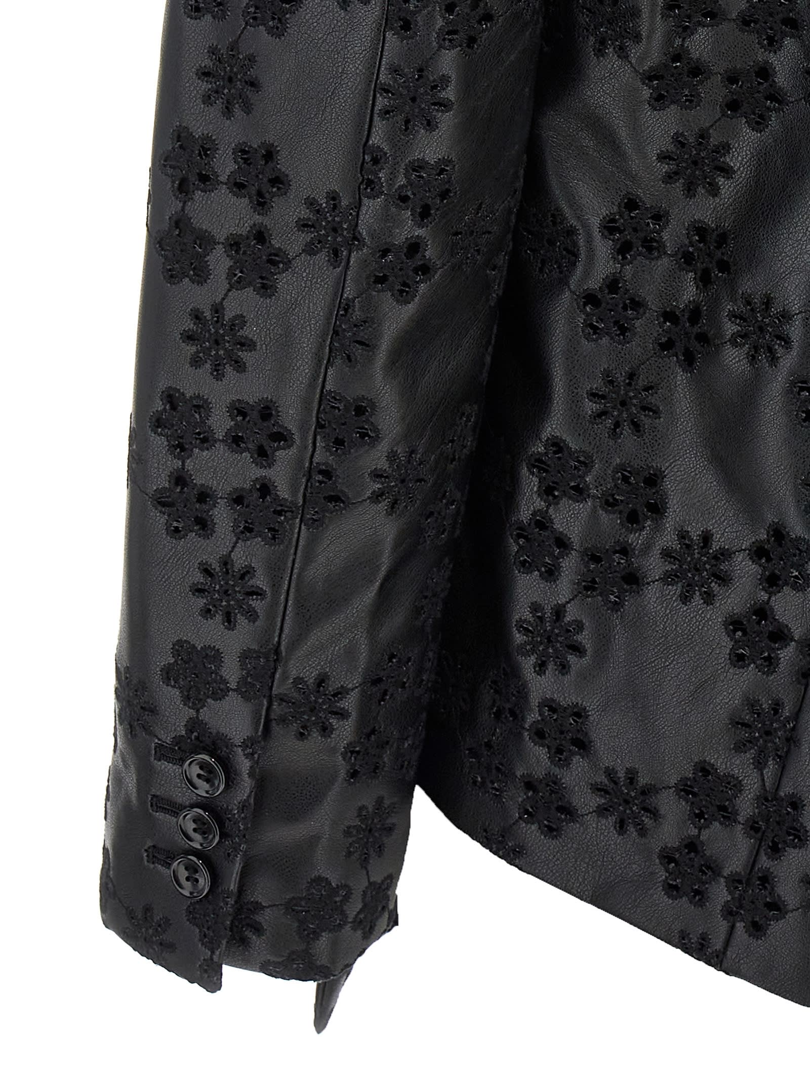 Shop Comme Des Garçons Embroidery Single-breasted Blazer In Black