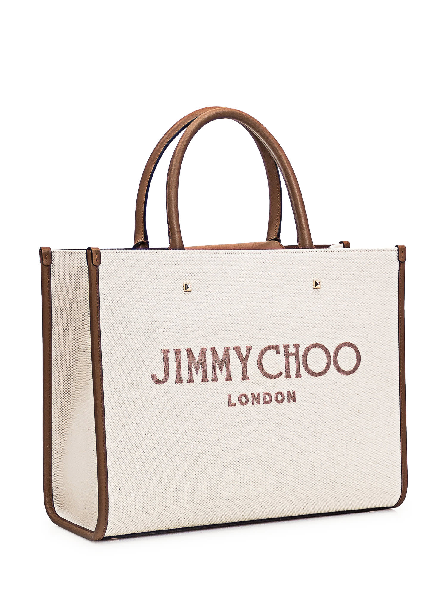 Shop Jimmy Choo Avenue M Tote Bag In Natural/taupe/dark Tan/light Gold