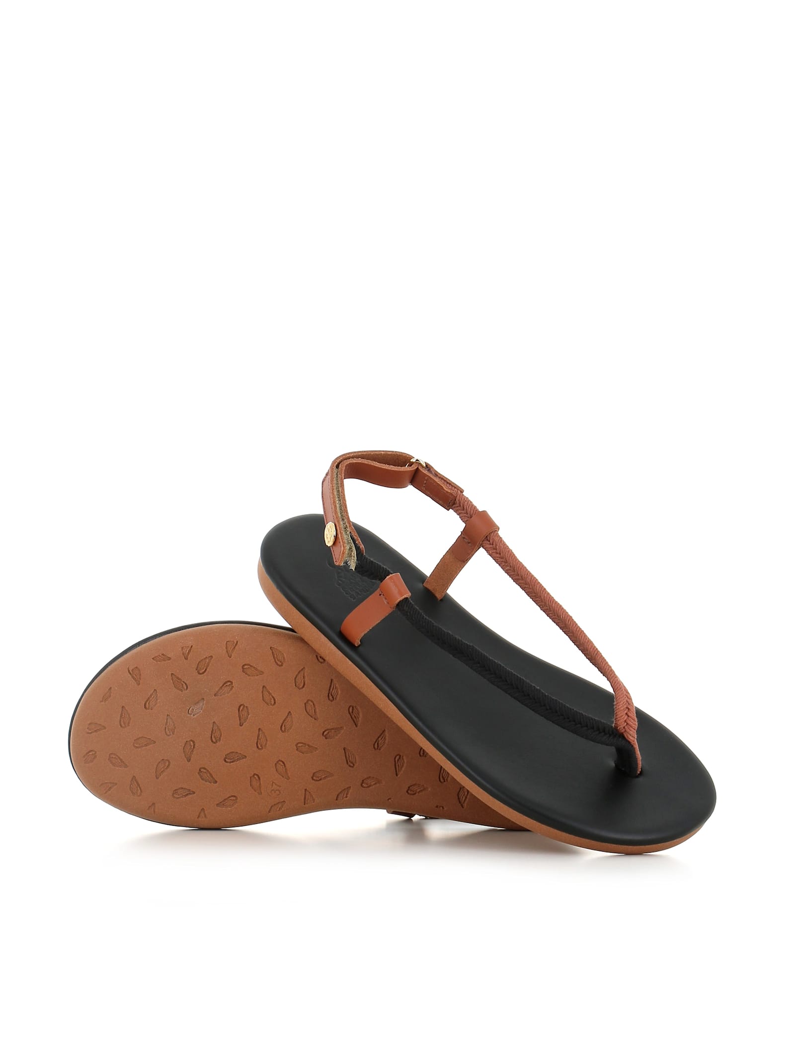 Shop Ancient Greek Sandals Sandal Zoi In Nero/cuoio