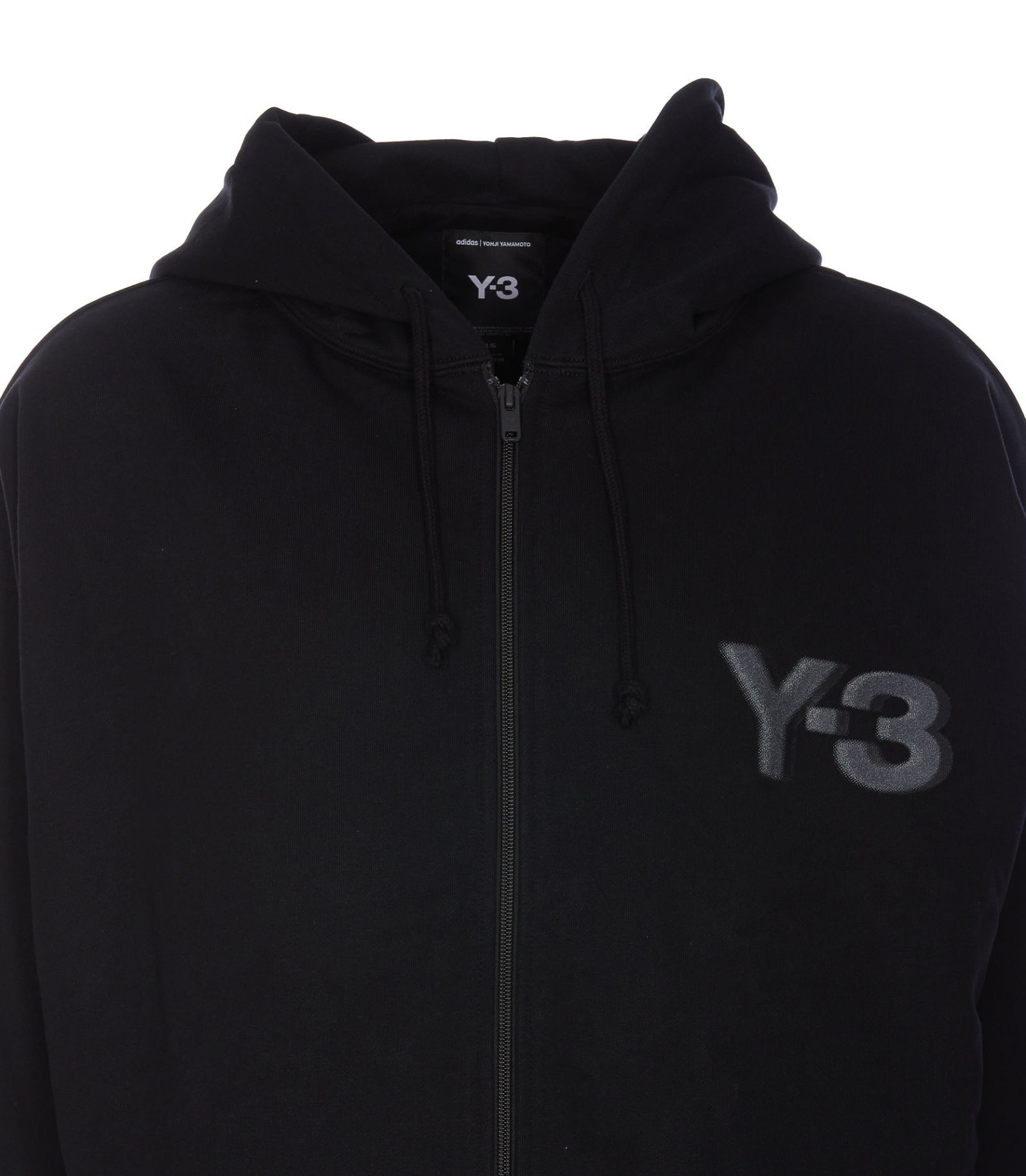 Shop Y-3 Logo Zip Hoodie In Black