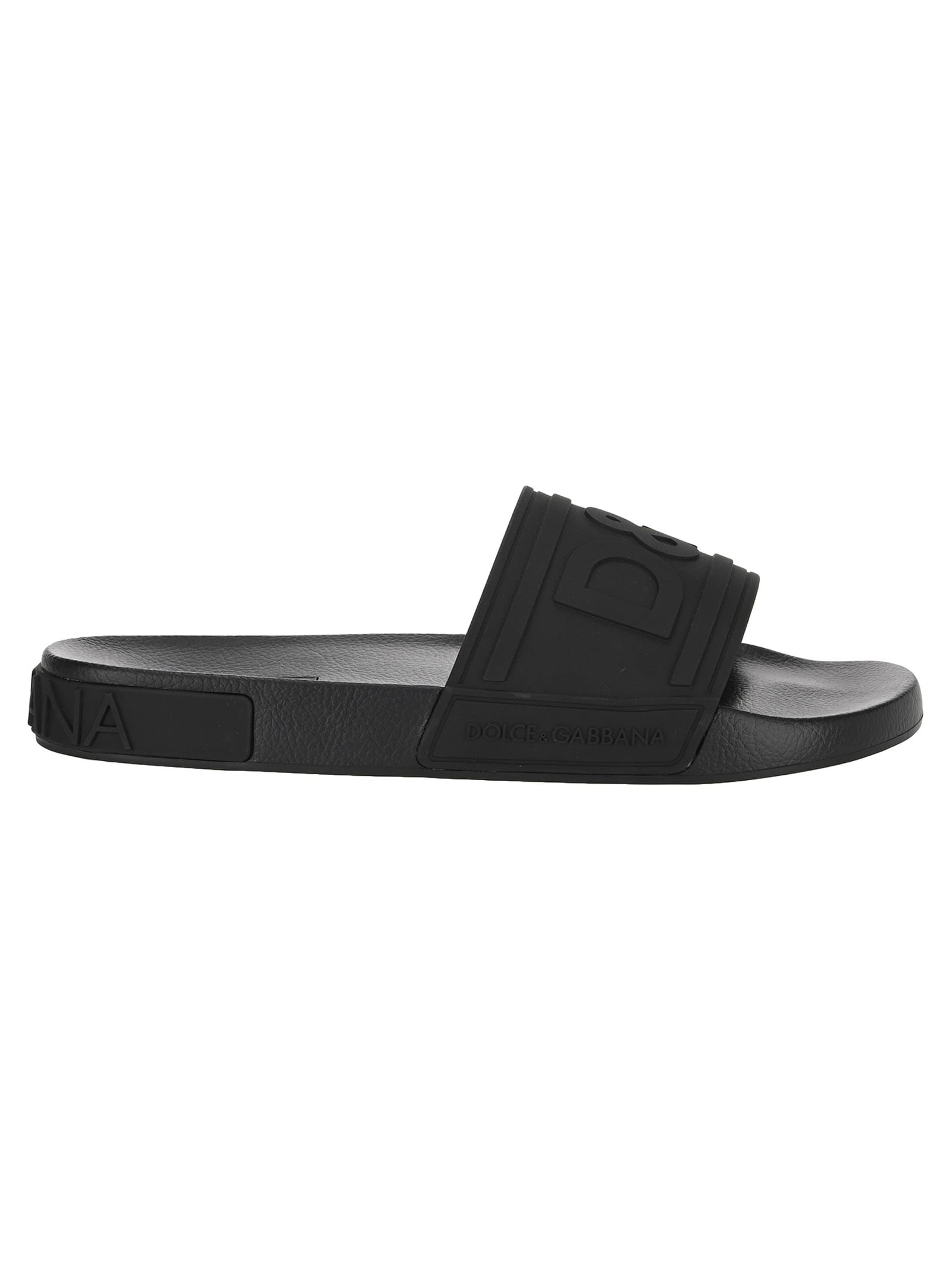 DOLCE & GABBANA DOLCE & GABBANA RUBBER BEACHWEAR SLIDERS WITH D & G LOGO,11205341