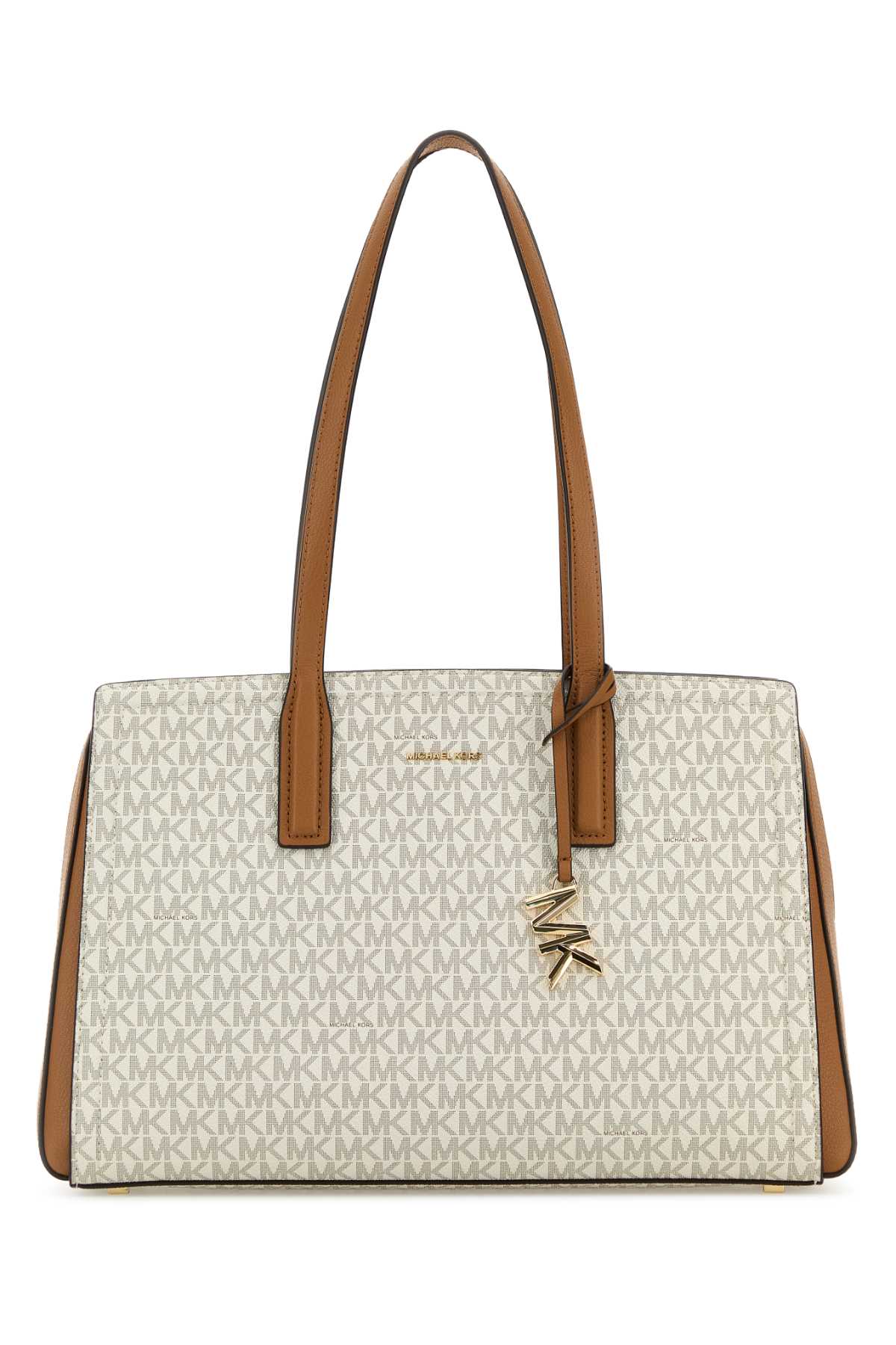 Michael Kors Medium Printed Canvas Laila Shopping Bag In Neutral