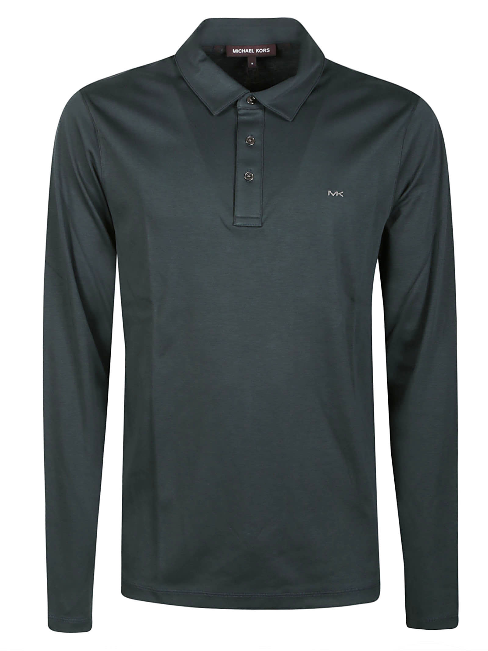 Michael Kors Long Sleeve Sleek Polo Shirt In Loden