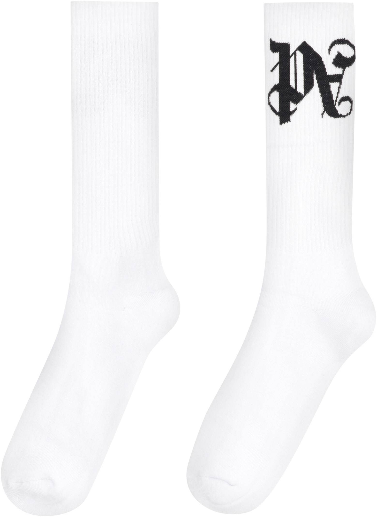 Shop Palm Angels Cotton Socks With Logo In White