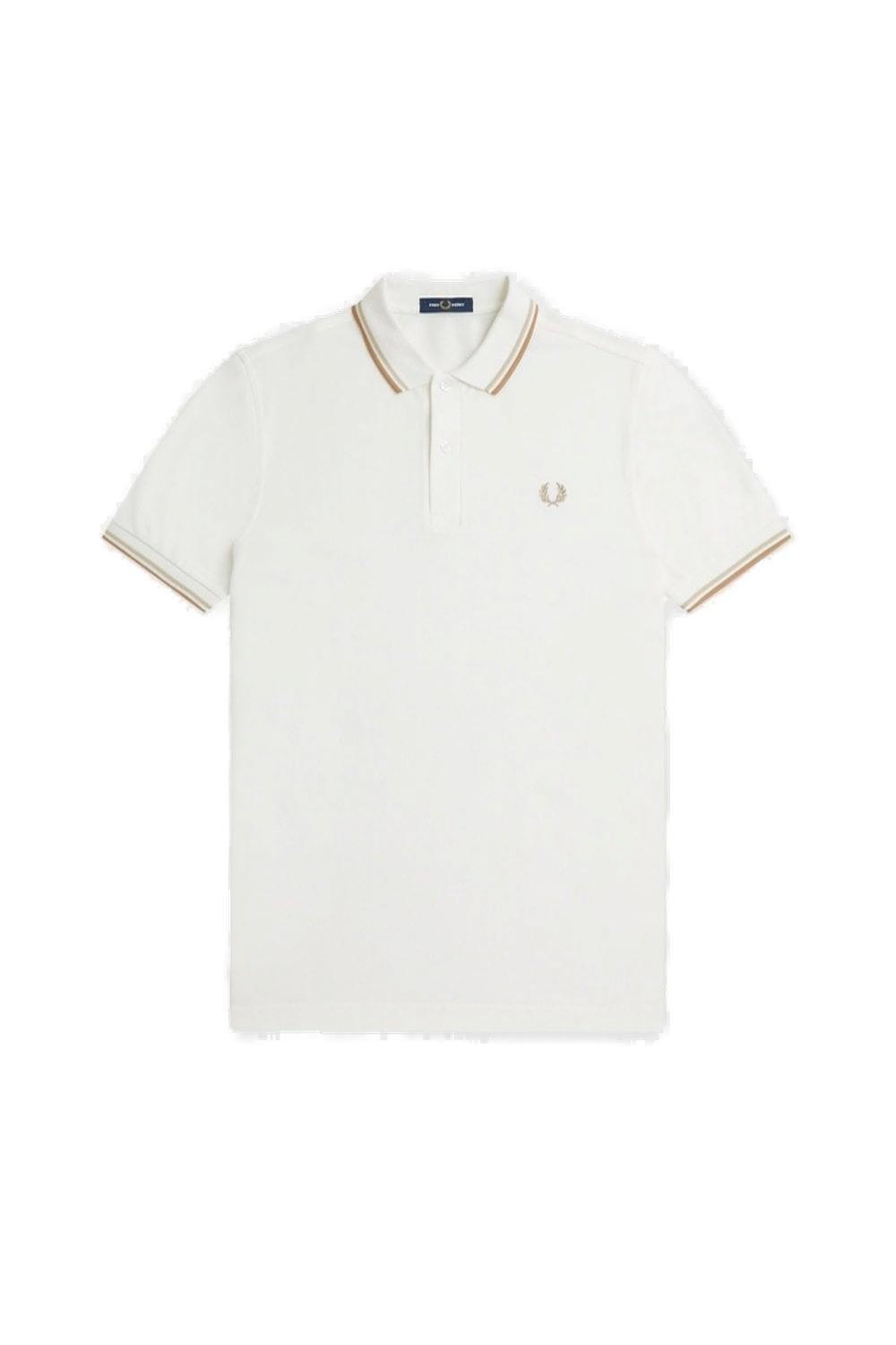 Fred Perry Mens Light Ecru M12 Twin Tipped Polo Shirt In Multi