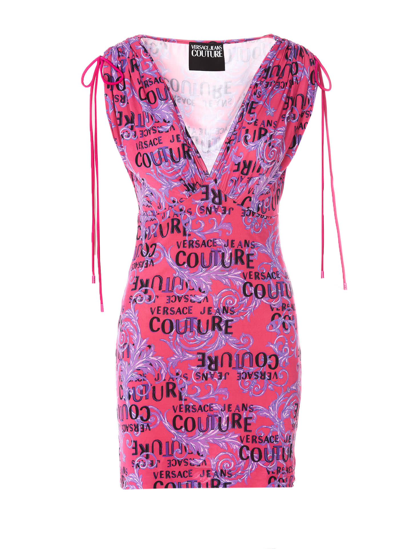 VERSACE JEANS COUTURE PRINT LOGO COUT MIDI DRESS