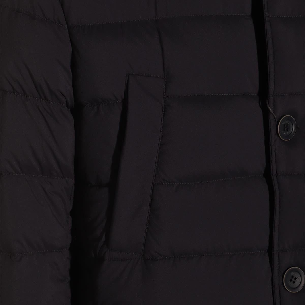 Herno Black Mid-length Quilted Down Jacket In Blue