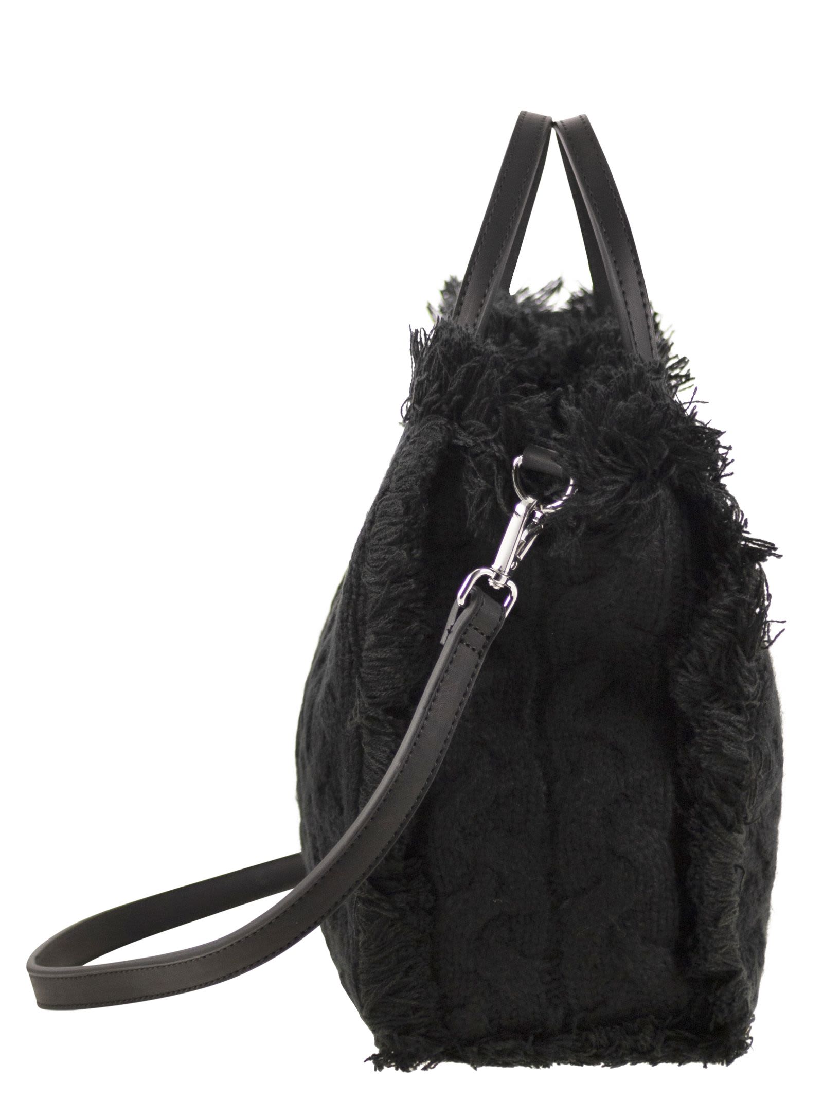 Mc2 Saint Barth Colette - Wool-effect Bag With Logo In Black