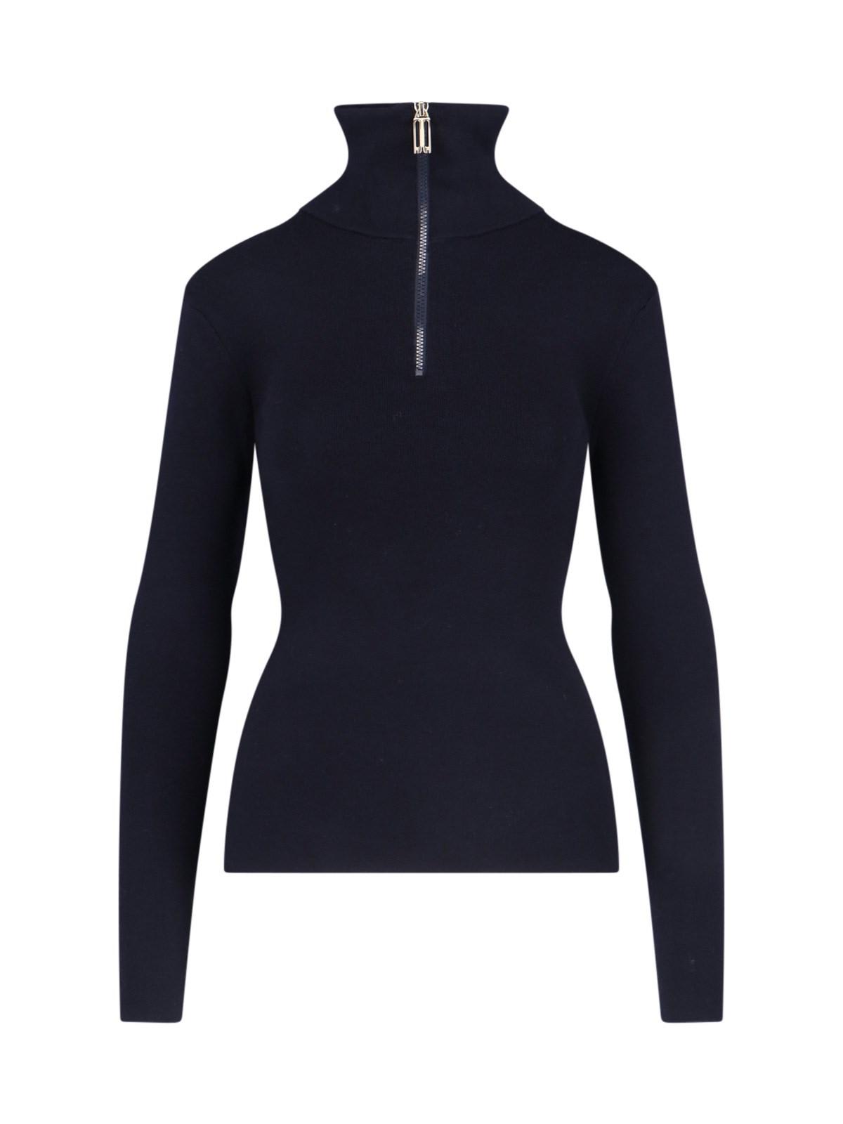 Shop Victoria Beckham Zip Turtleneck Sweater In Blue