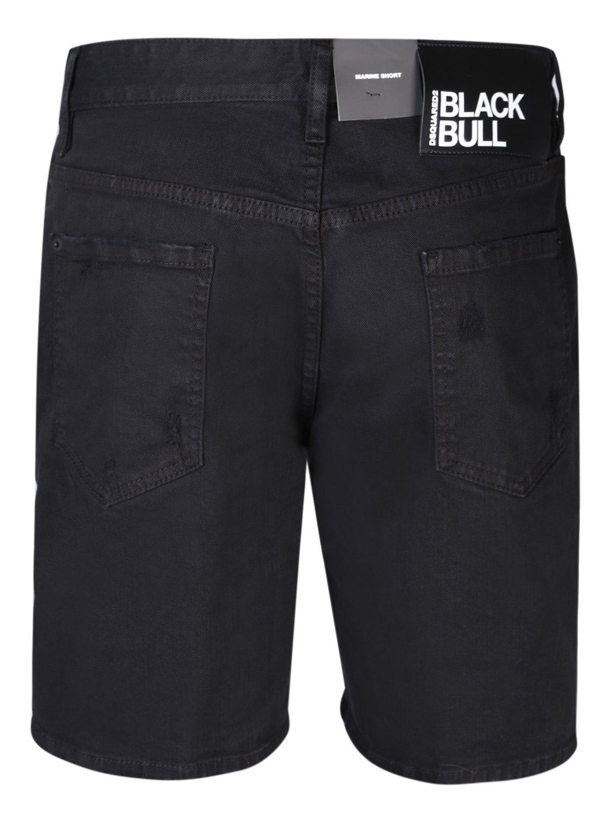 Shop Dsquared2 Bull Marine Distressed Denim Shorts In Nero