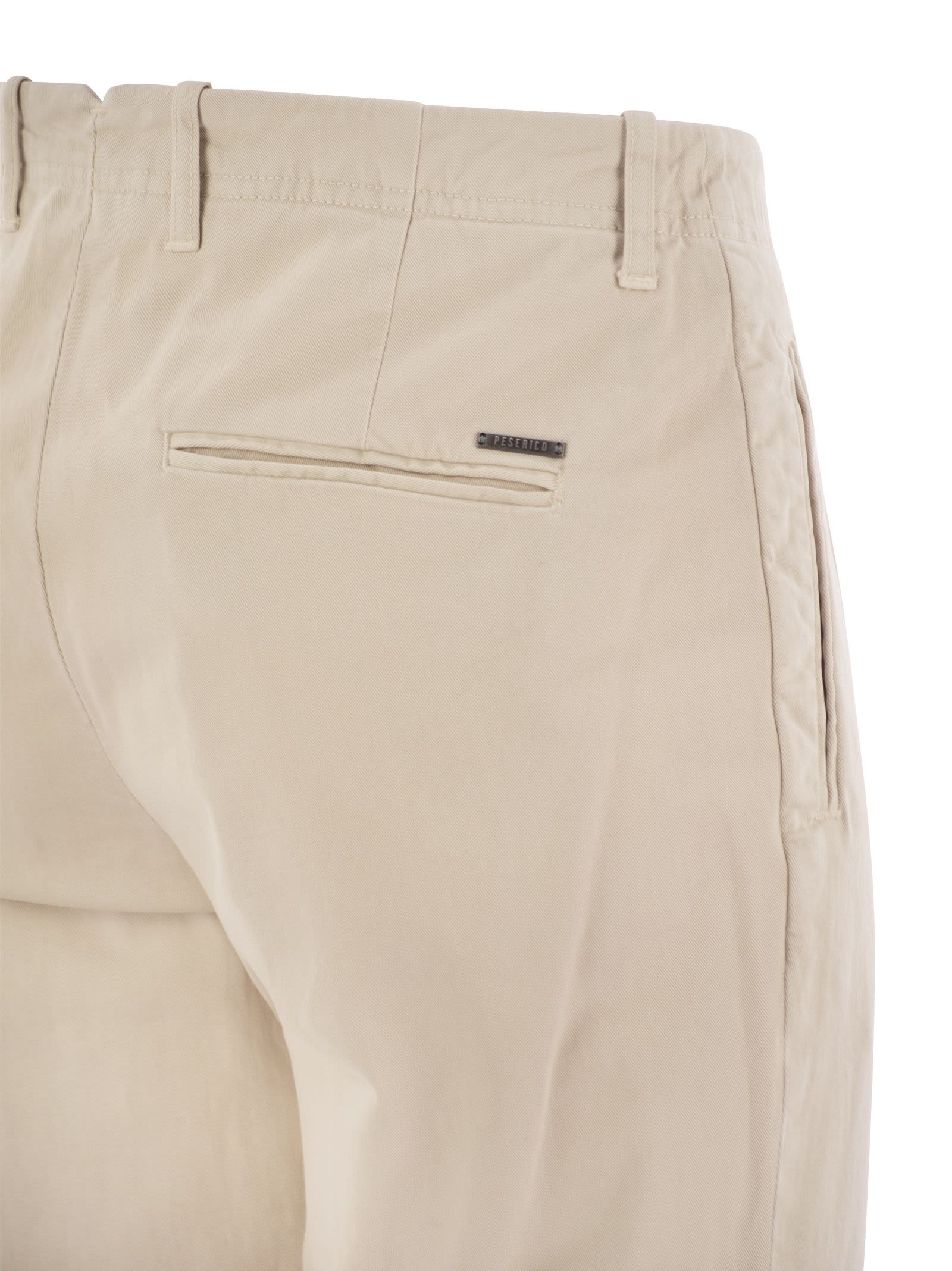 Shop Peserico Cotton Trousers With Darts In Pearl