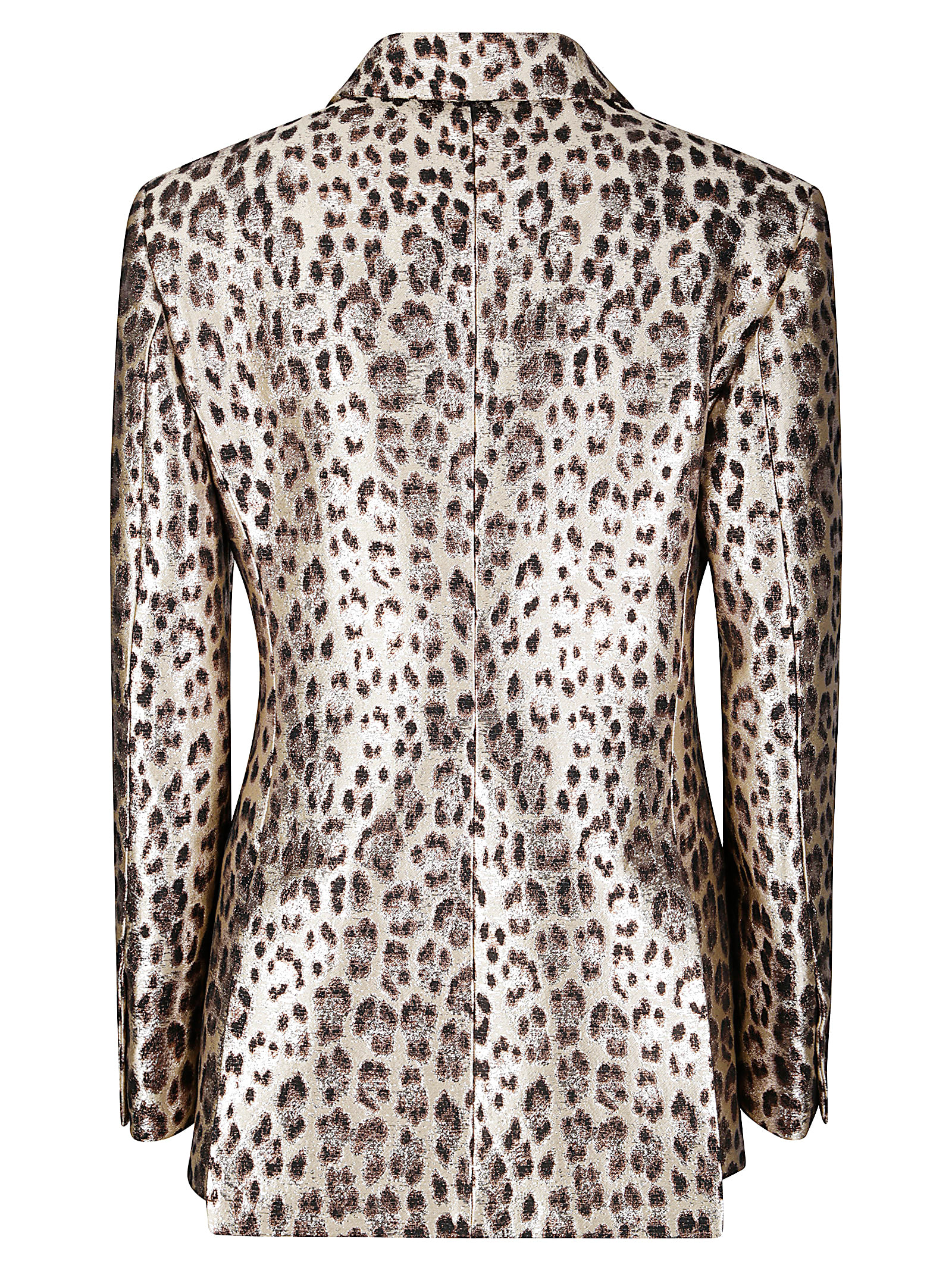 P.a.r.o.s.h Double-breasted Leopard Print Blazer With Textured Finish In Multi