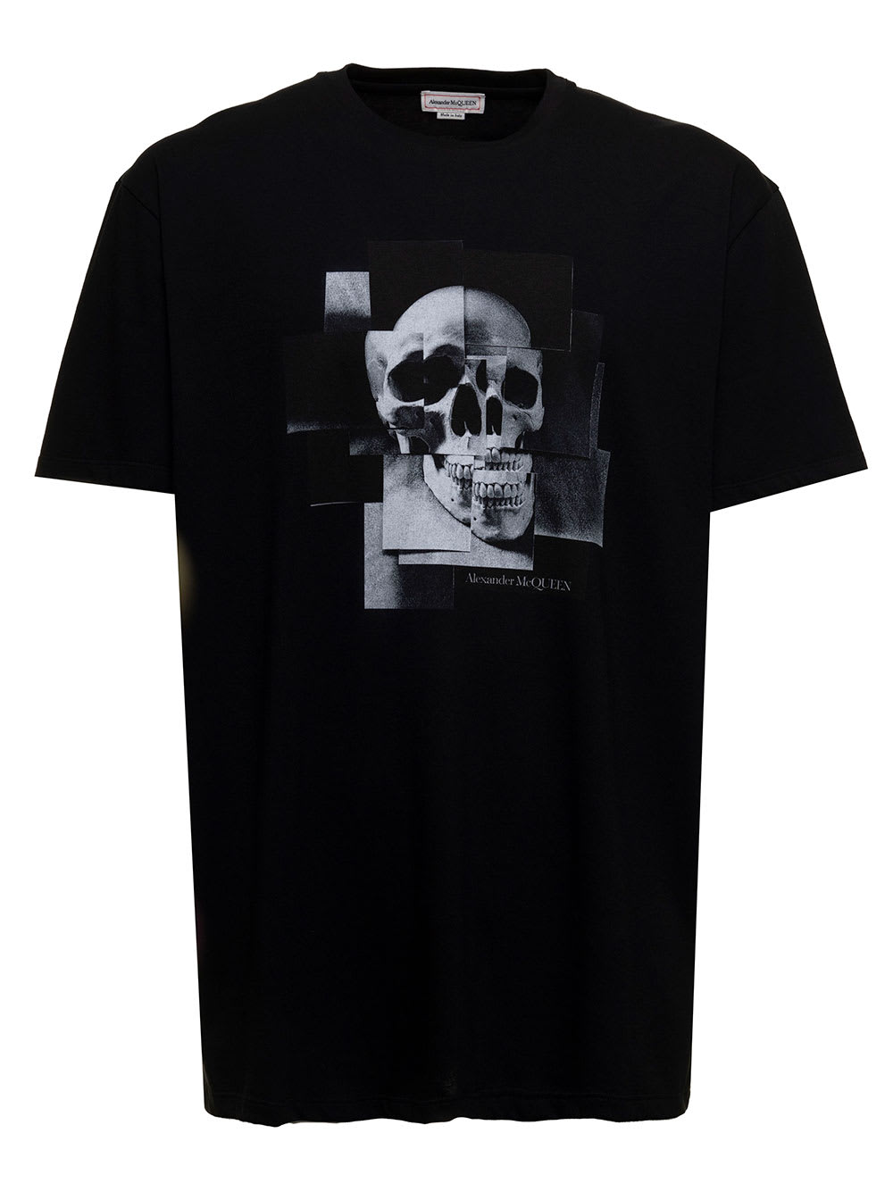 Alexander Mcqueen Mans Black Cotton T-shirt With Logo Print