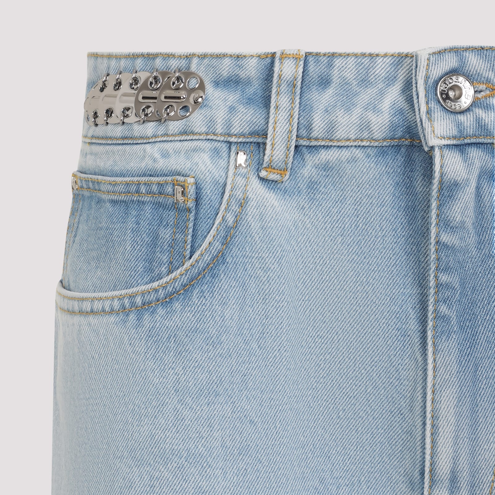 Rabanne Flared High-waisted Blue Denim Jeans In Lightbluedenim