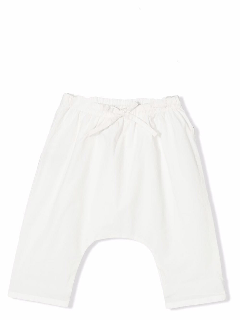 Teddy & Minou Drawstring Cotton Trousers In Latte