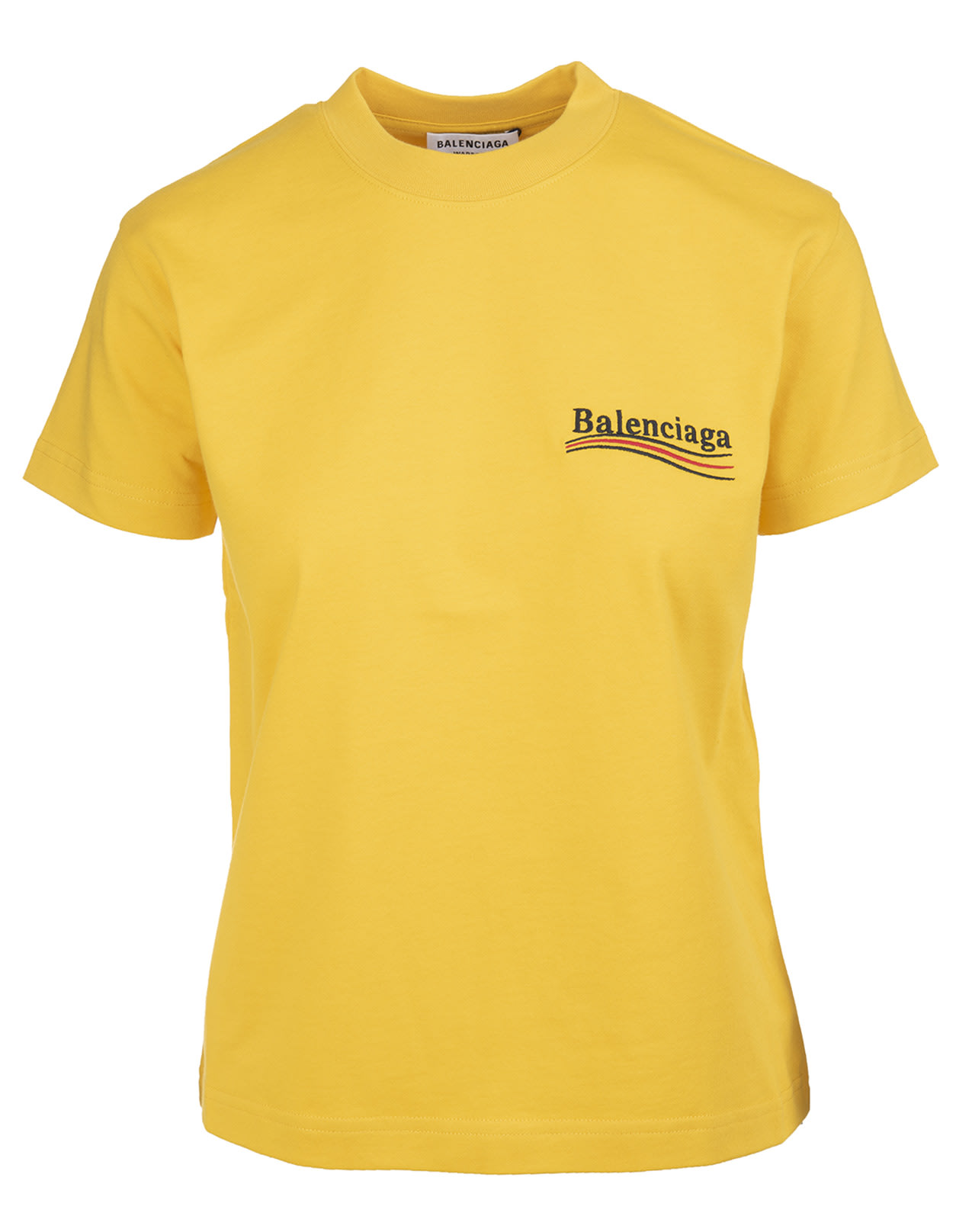 Balenciaga Woman Yellow Slim Fit Political Campaign T-shirt