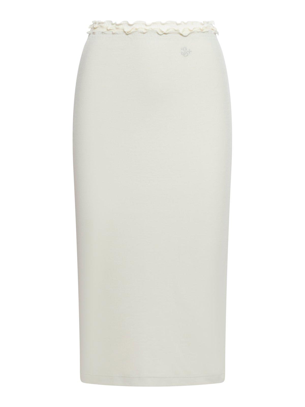 Shop Jil Sander + High Waist Layered Midi Skirt In White