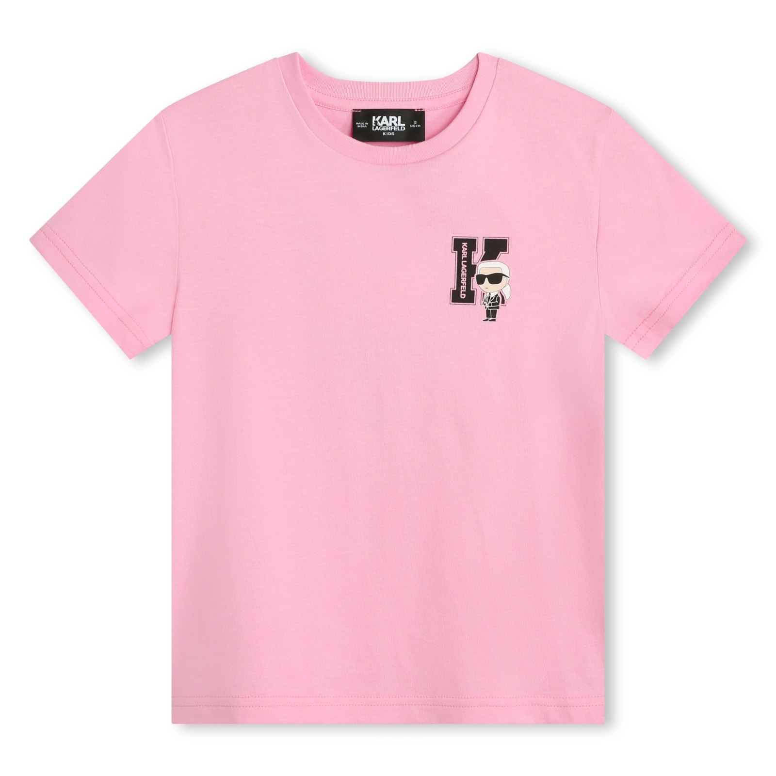 Karl Lagerfeld Kids' T-shirt Con Stampa In Pink
