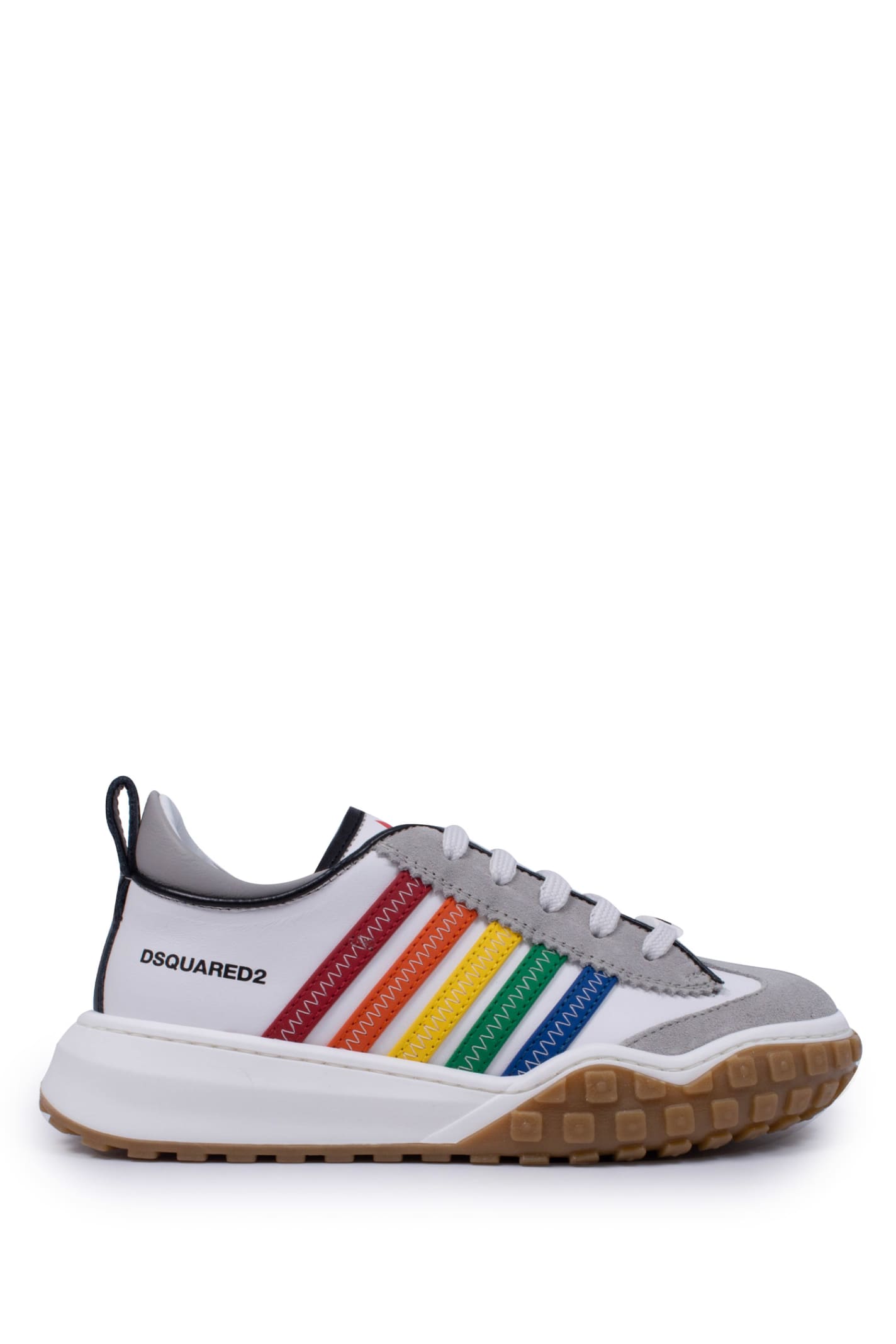 Dsquared2 Rainbow Logo Leather Lace-up Sneakers