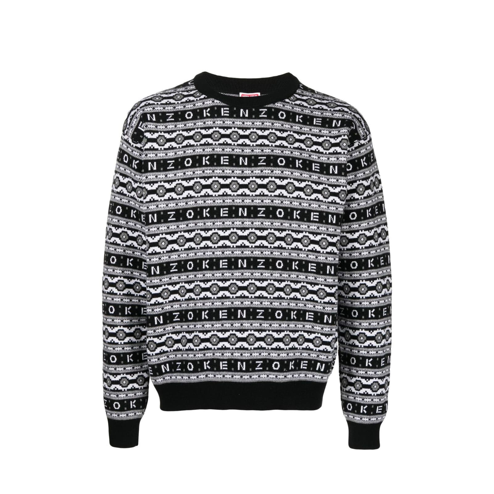 Shop Kenzo Striped Wool Sweater In Black