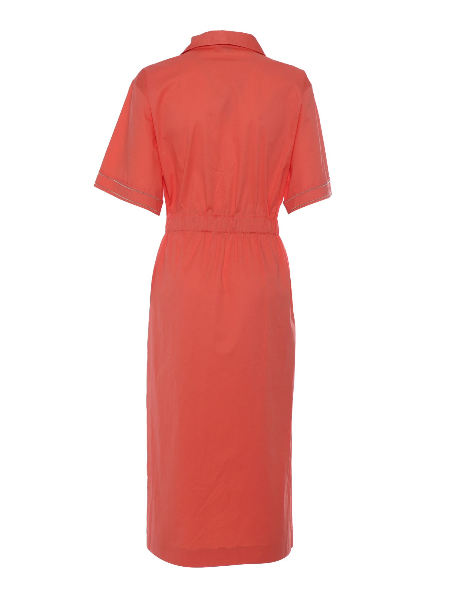 Shop Peserico Coral Colored Midi Dress In Red