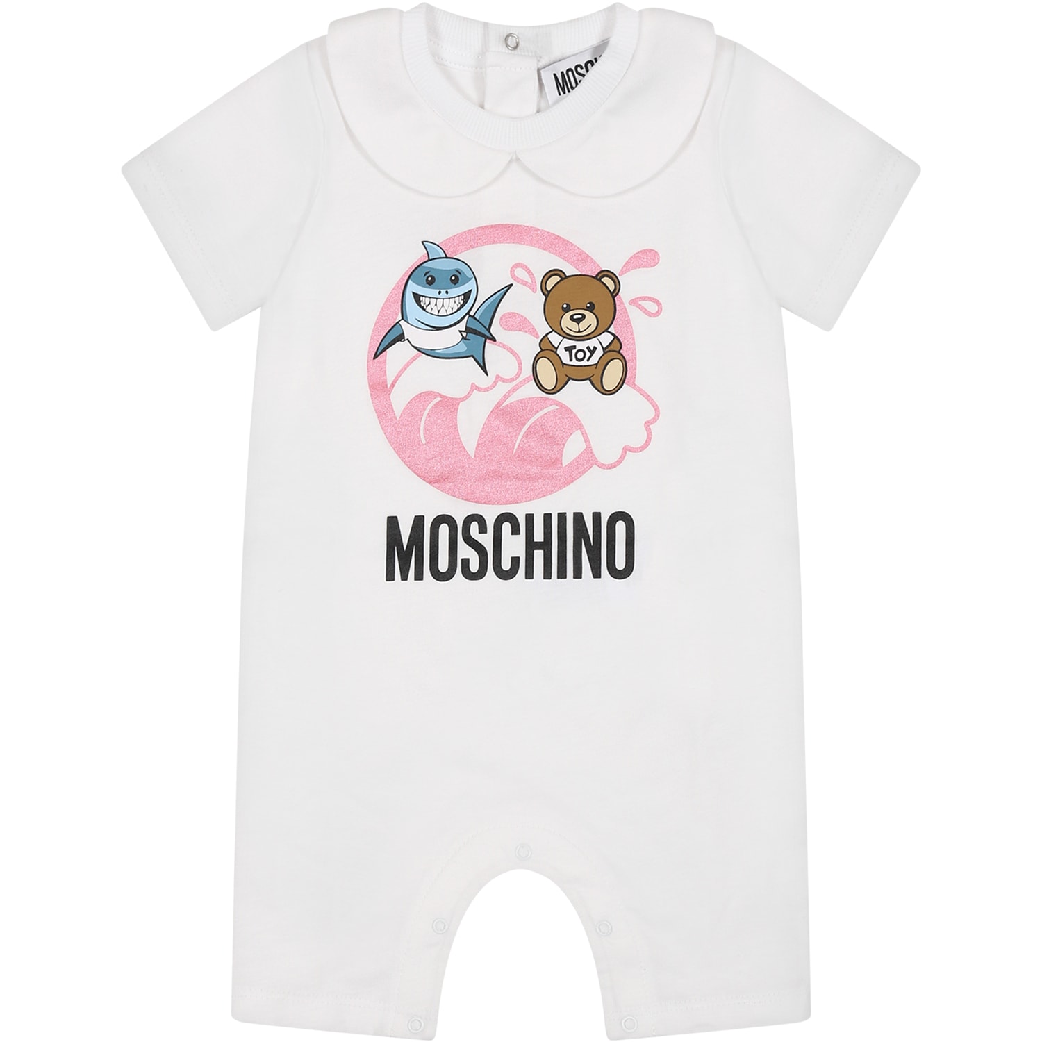 Shop Moschino Pink Set For Baby Girl With Print And Teddy Bear