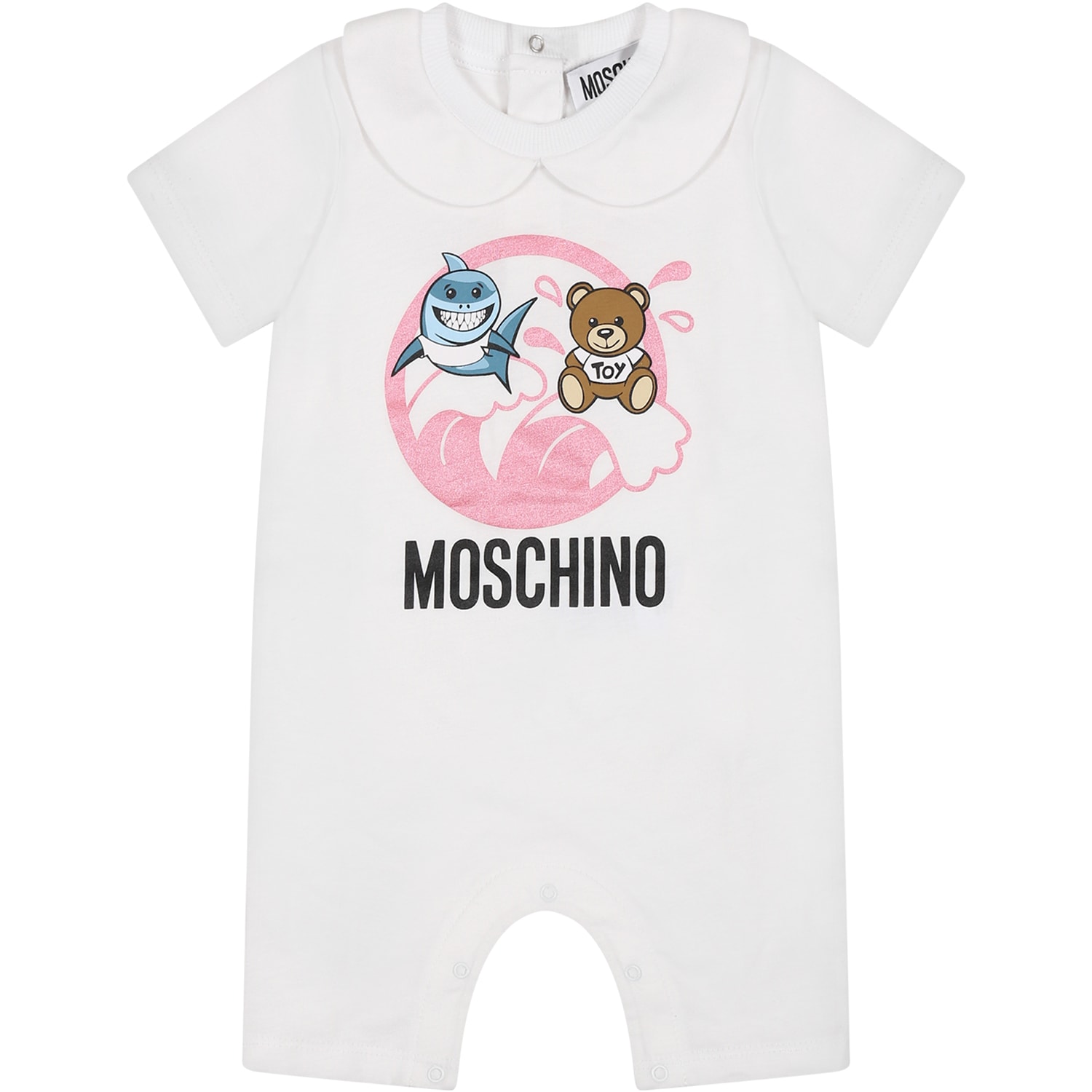 Moschino Pink Set For Baby Girl With Print And Teddy Bear In Pink