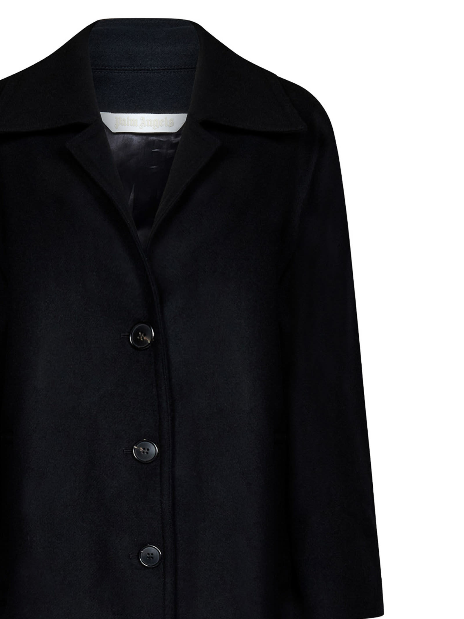 Palm Angels Logo-print Single-breasted Coat In Black