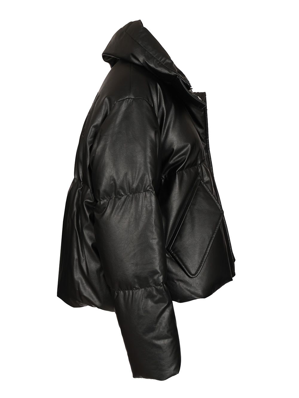 Mm6 Maison Margiela Pleather Puffer Jacket In Black