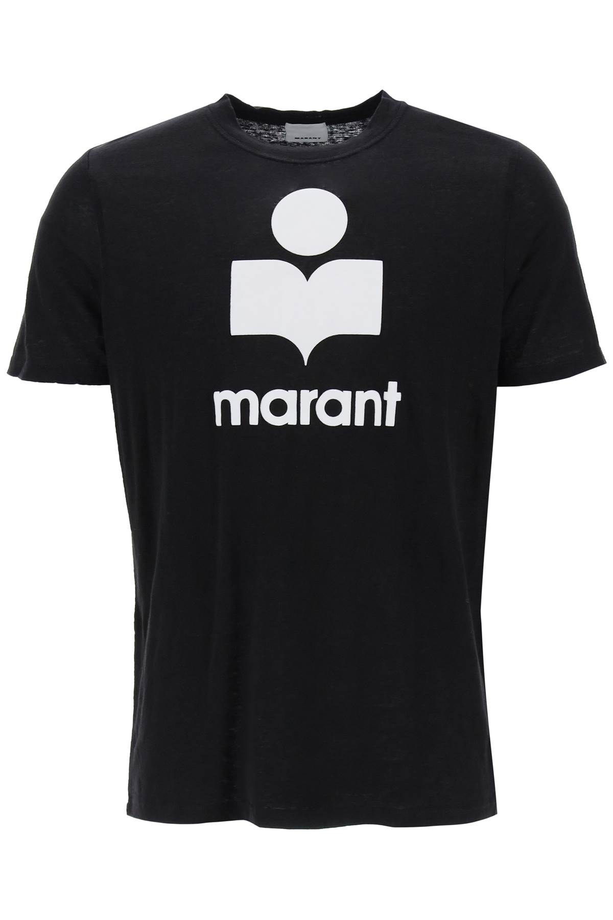Isabel Marant Linen T-shirt With Iconic Logo Design And Finish In Black