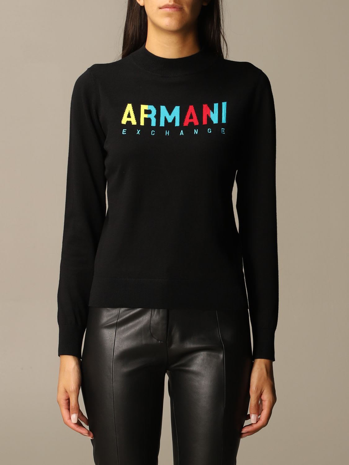 Armani Collezioni Armani Exchange Sweater Slim Color Logo Crewneck In ...