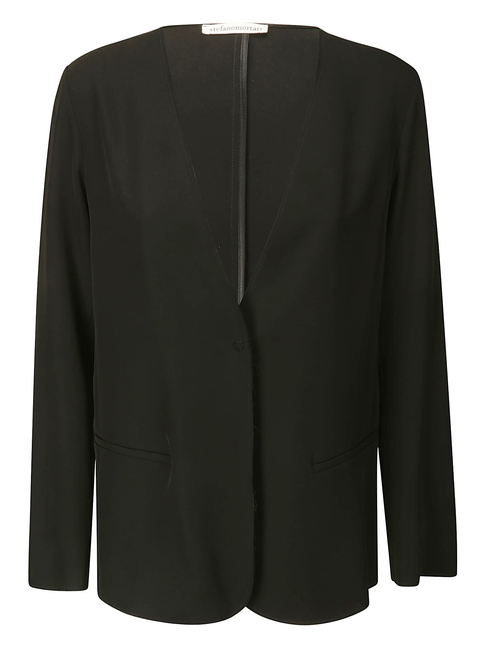 Shop Stefano Mortari Crepe Jacket - 1 Button In Black