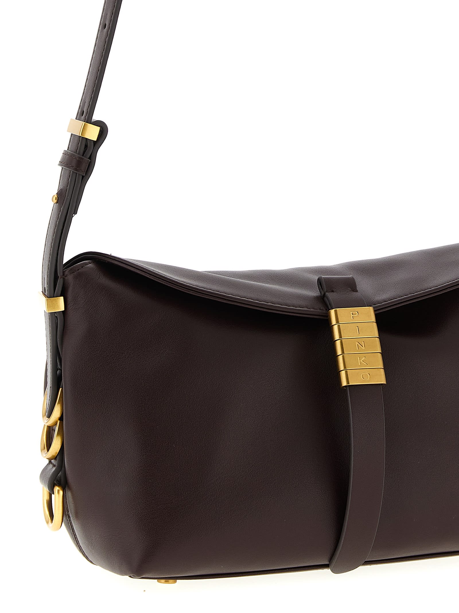 Pinko Saddle Baguette Small Shoulder Bag In Burgundy