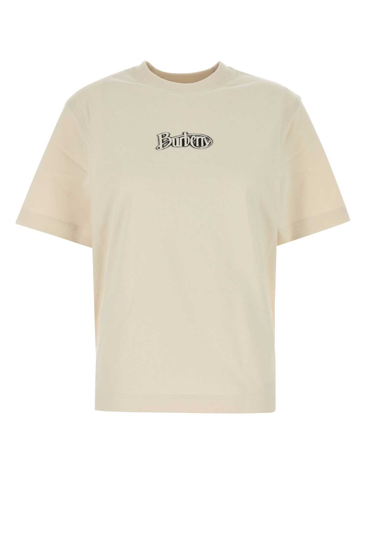 Shop Burberry Sand Cotton T-shirt In Tundra