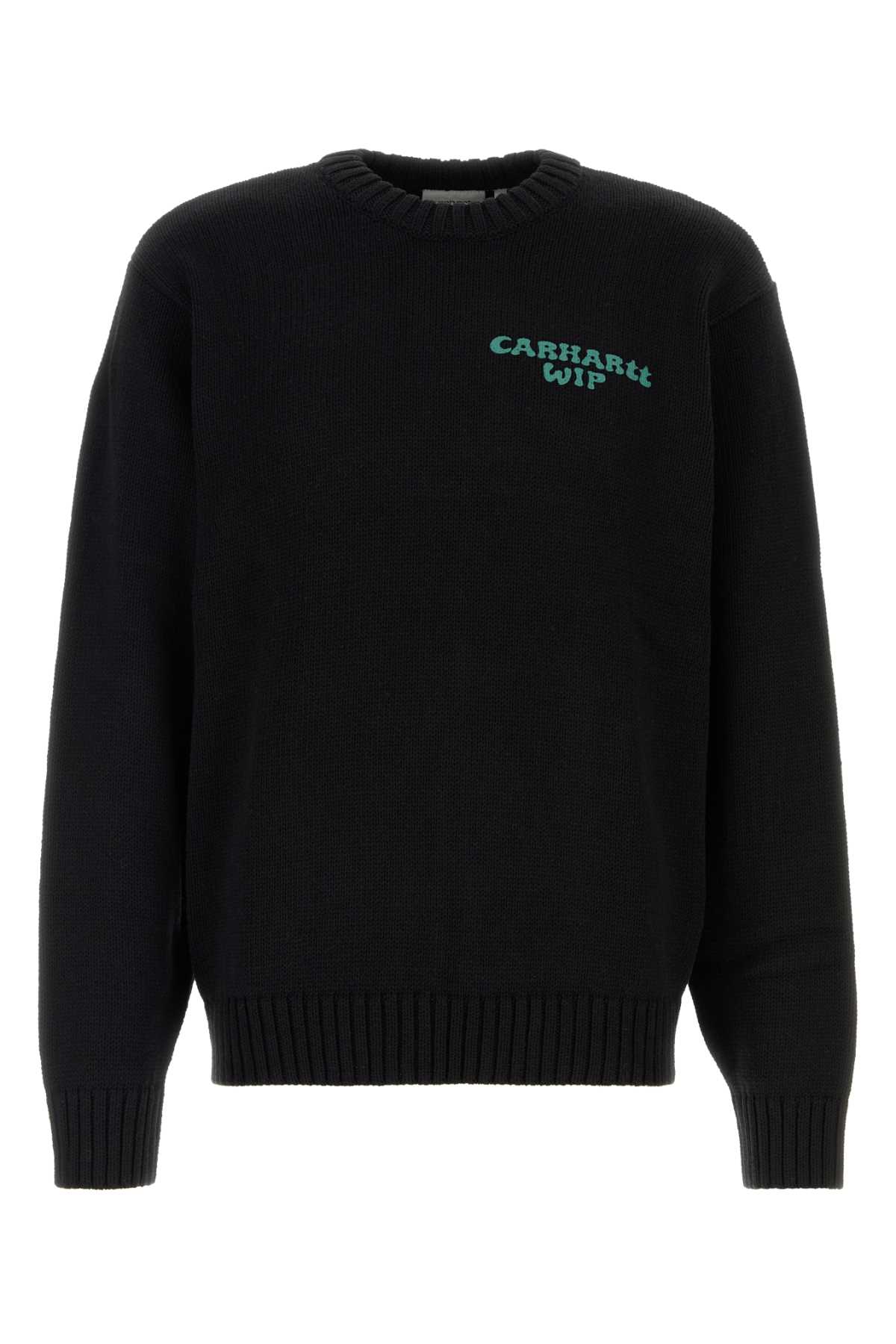 Black Cotton Blend Helix Sweater