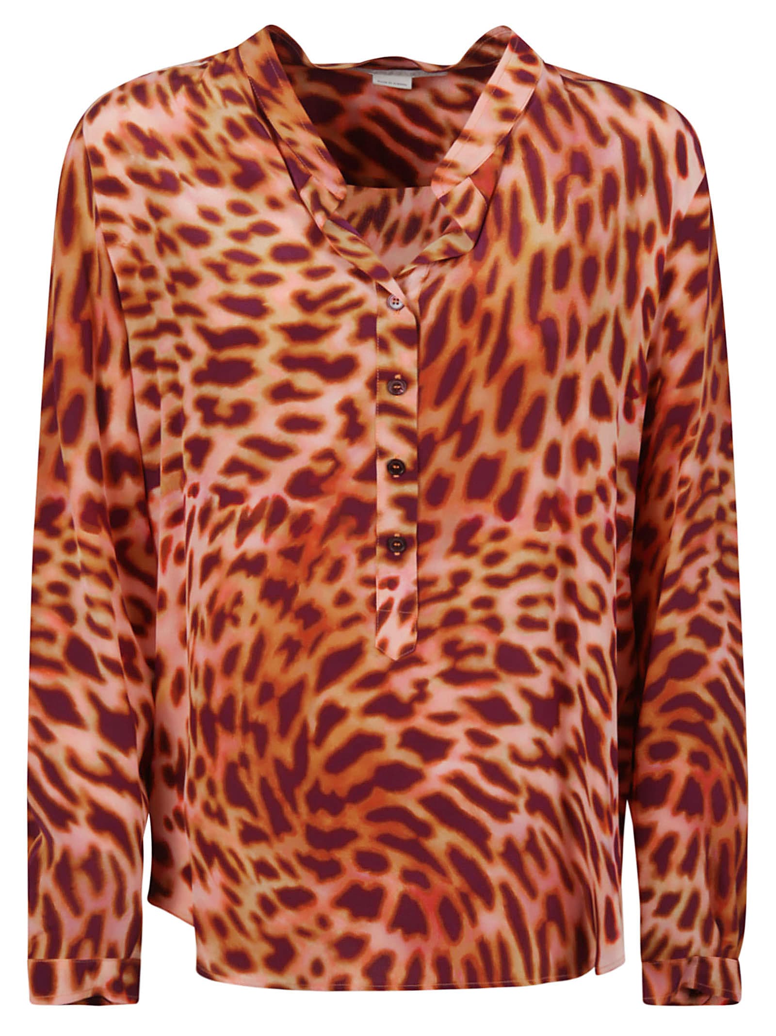 Stella Mccartney Leopard-print Silk Crepe De Chine Shirt In Martini Pink
