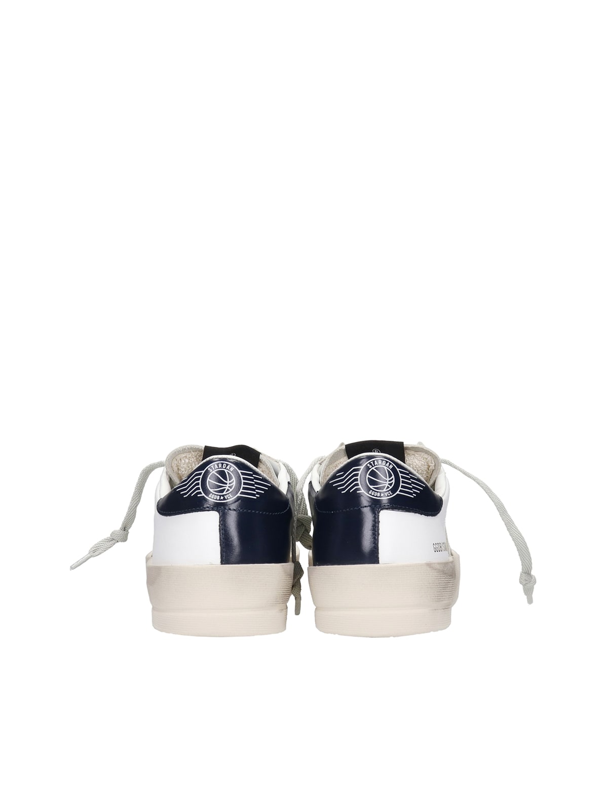 Shop Golden Goose Stardan Leather Upper Suede Star Shiny Leather Heel In White Ice Blue